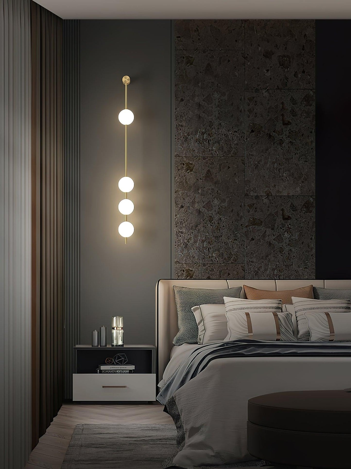 Vertical Balls Wall Lamp - LED Brass Sconce for Indoor Use