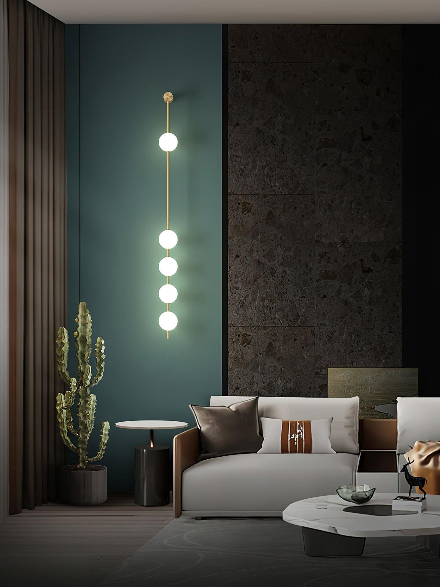 Vertical Balls Wall Lamp - LED Brass Sconce for Indoor Use