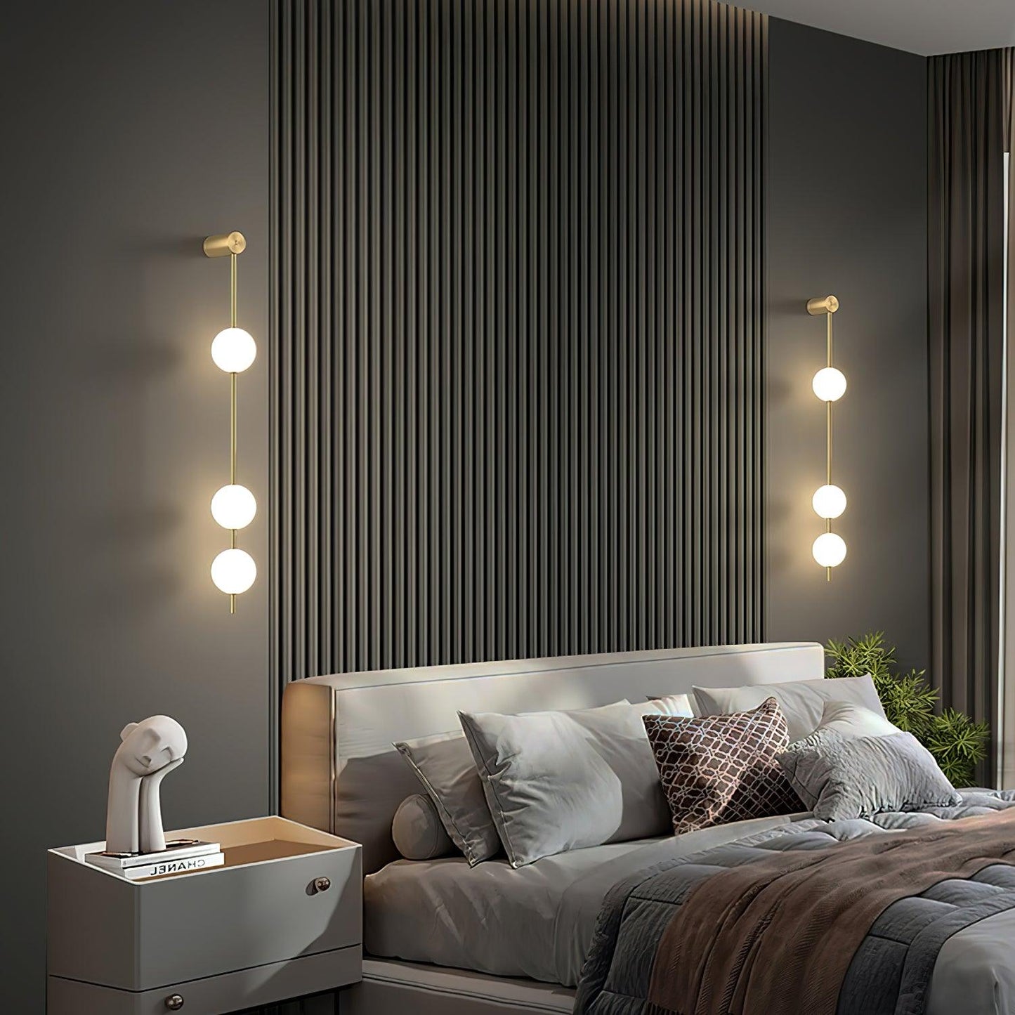 Vertical Balls Wall Lamp - LED Brass Sconce for Indoor Use