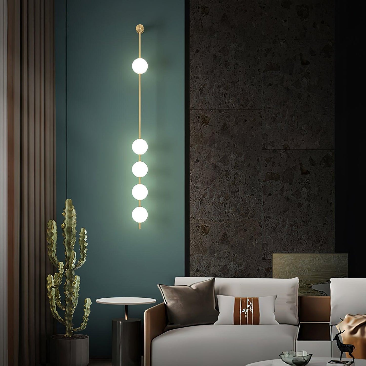 Vertical Balls Wall Lamp - LED Brass Sconce for Indoor Use