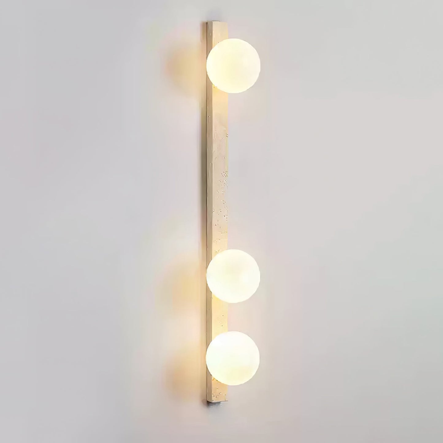 Vertical Travertine Wall Sconce with LED Lighting, Modern Design