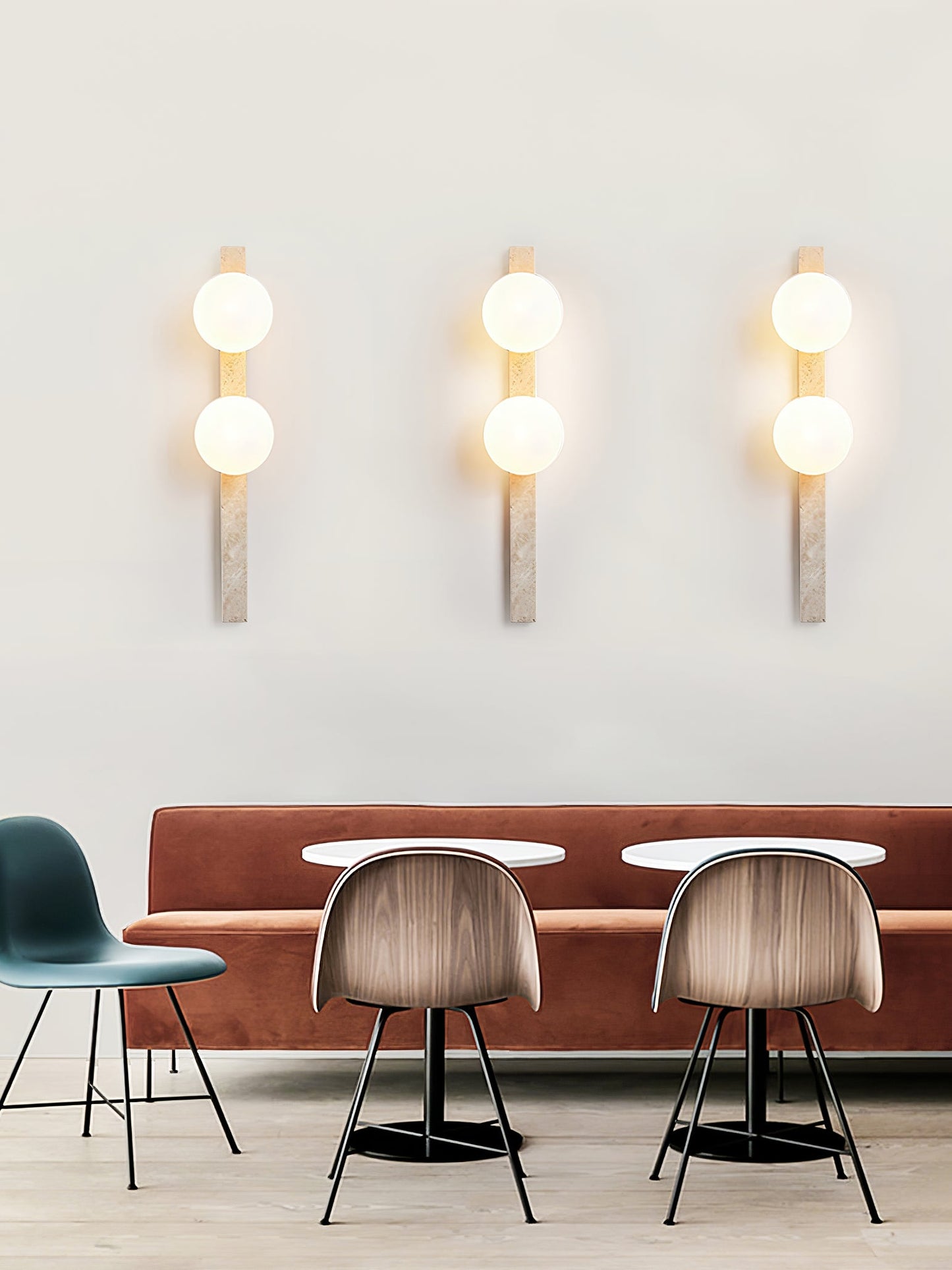 Vertical Travertine Wall Sconce with LED Lighting, Modern Design