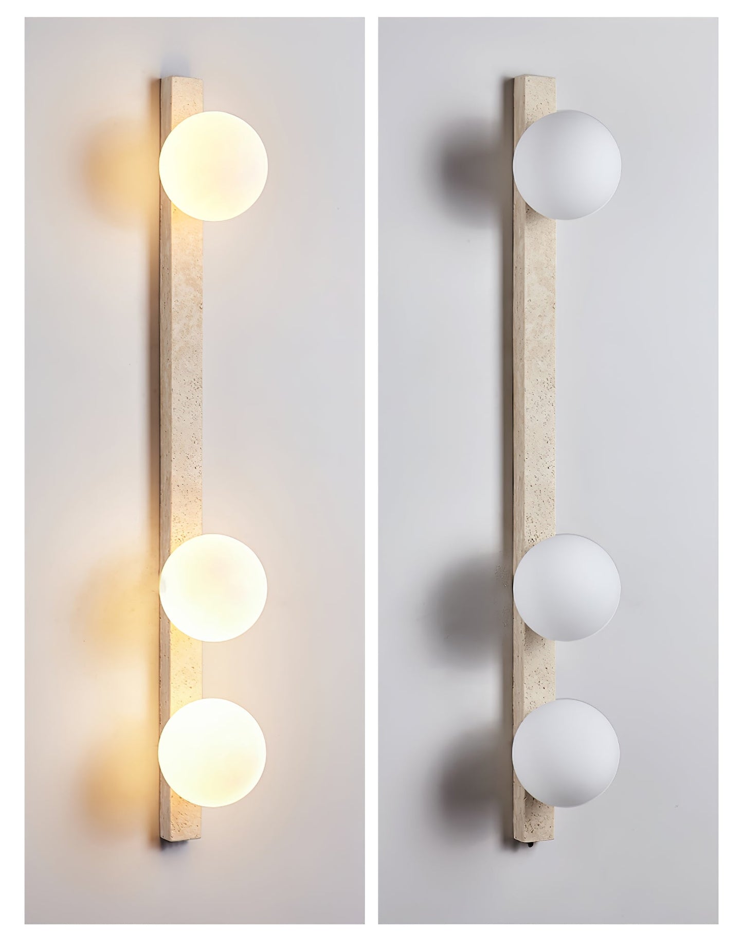 Vertical Travertine Wall Sconce with LED Lighting, Modern Design