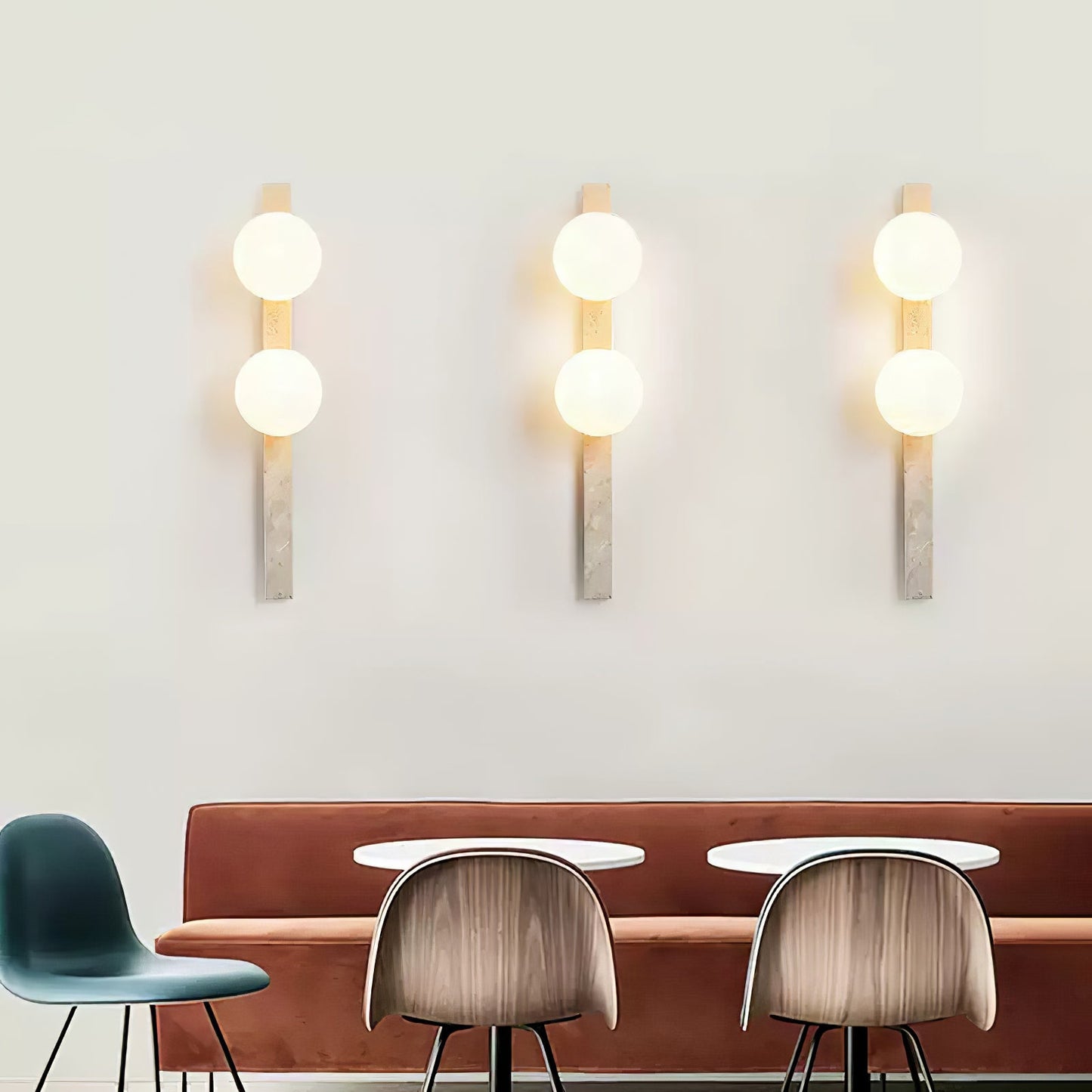 Vertical Travertine Wall Sconce with LED Lighting, Modern Design