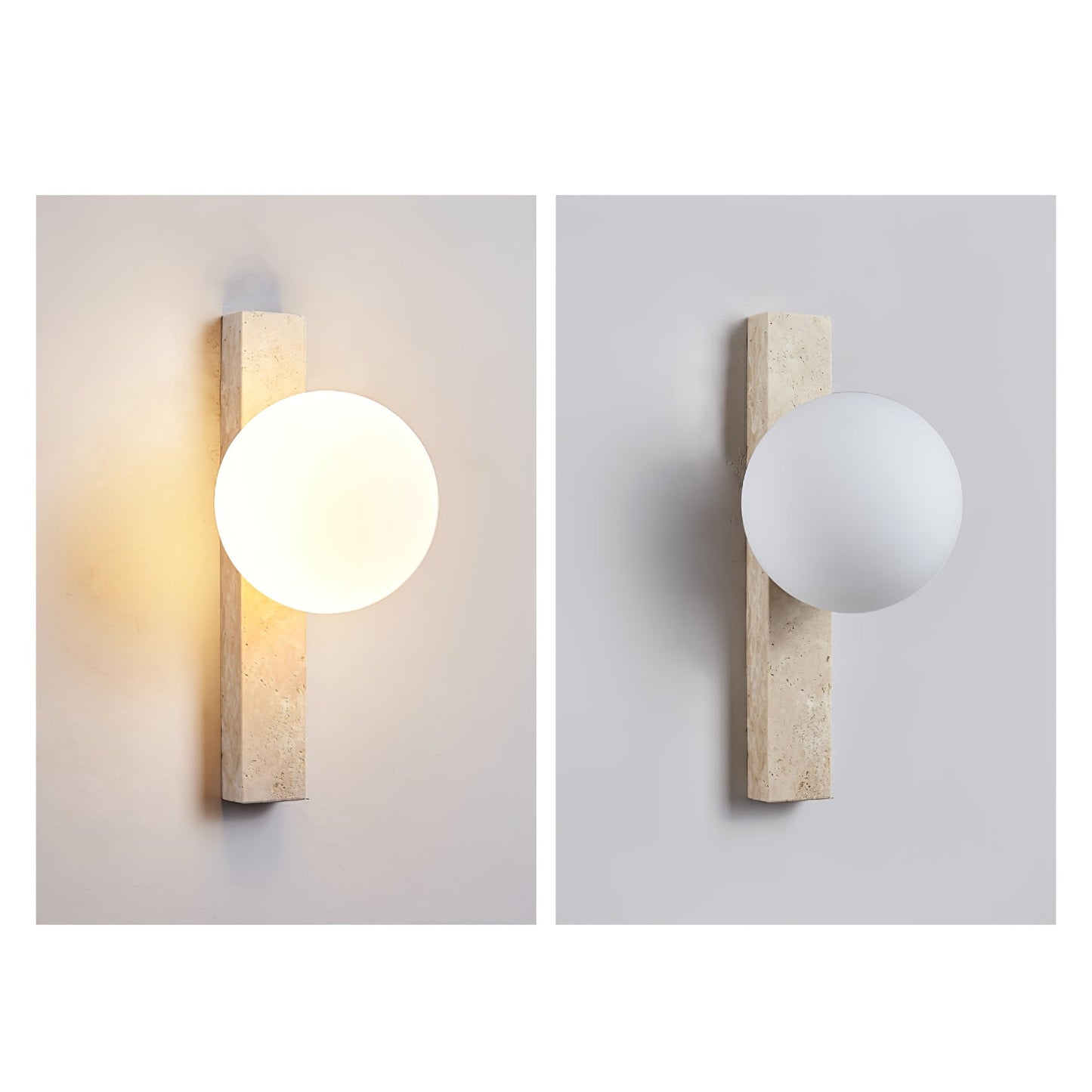 Vertical Travertine Wall Sconce with LED Lighting, Modern Design