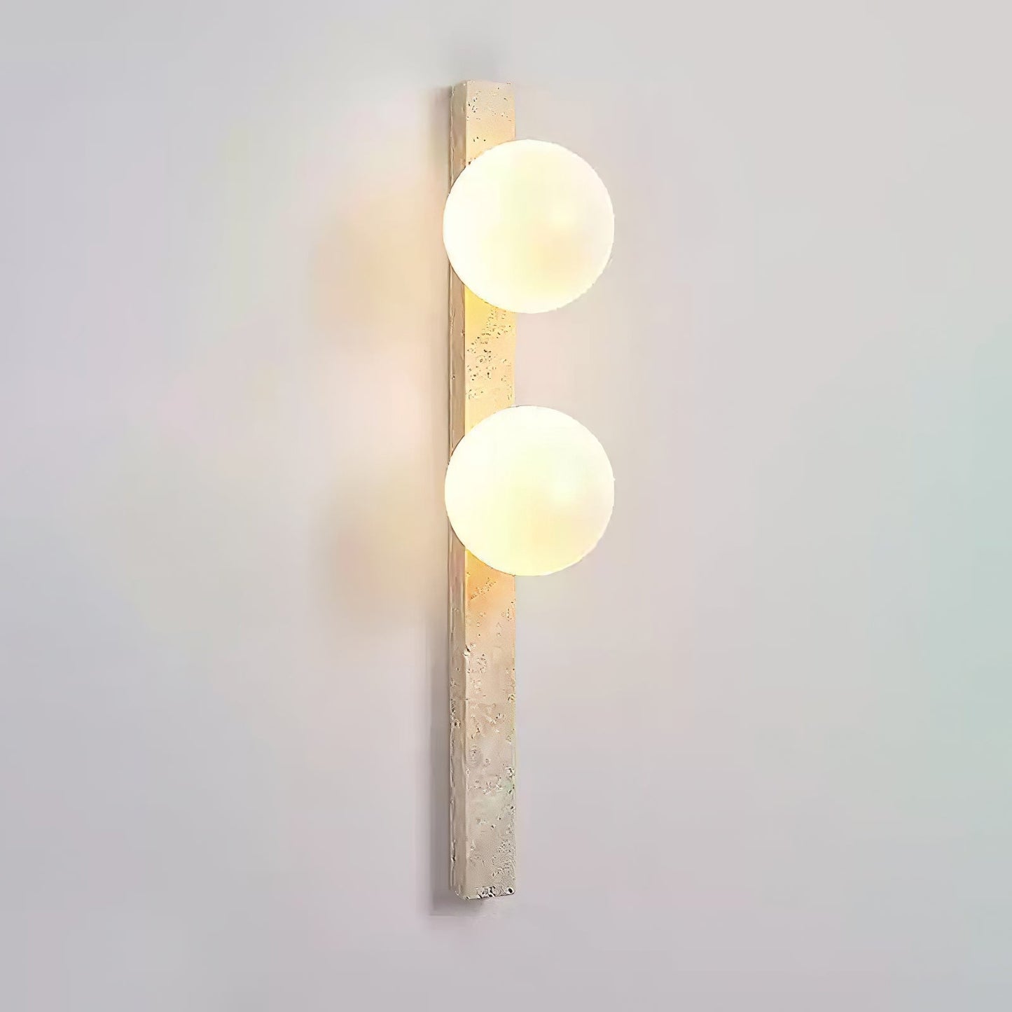 Vertical Travertine Wall Sconce with LED Lighting, Modern Design