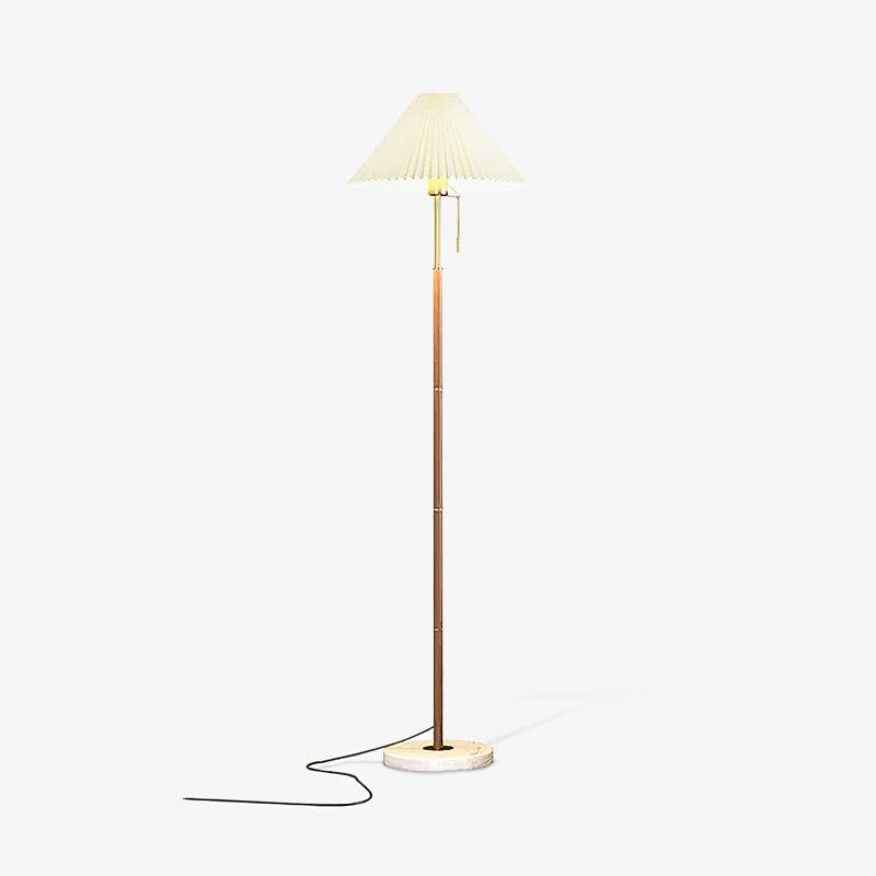 Vintage Pleated Floor Lamp with Marble Base and LED Light