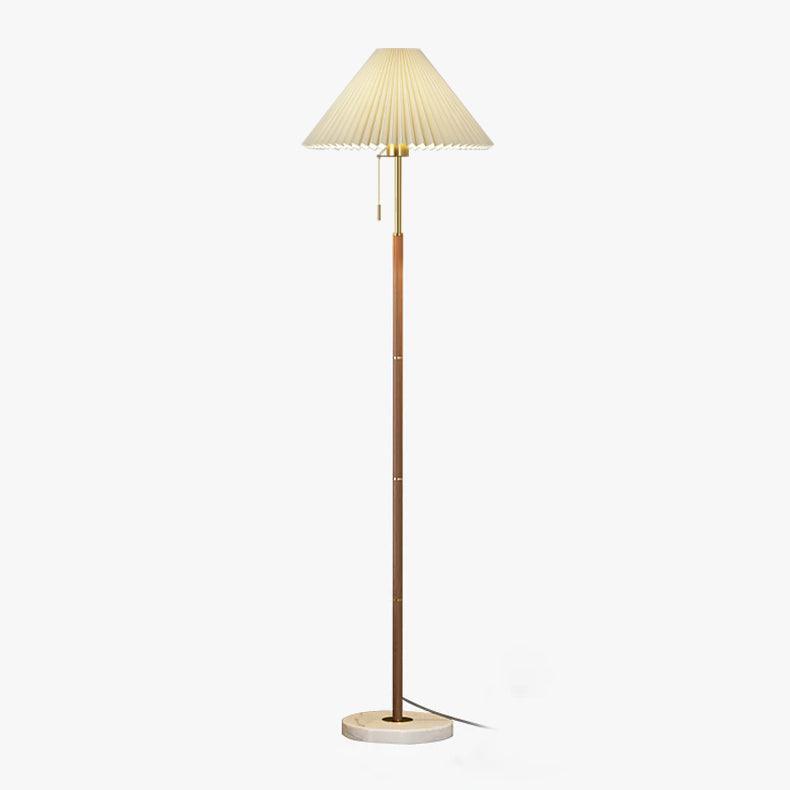 Vintage Pleated Floor Lamp with Marble Base and LED Light
