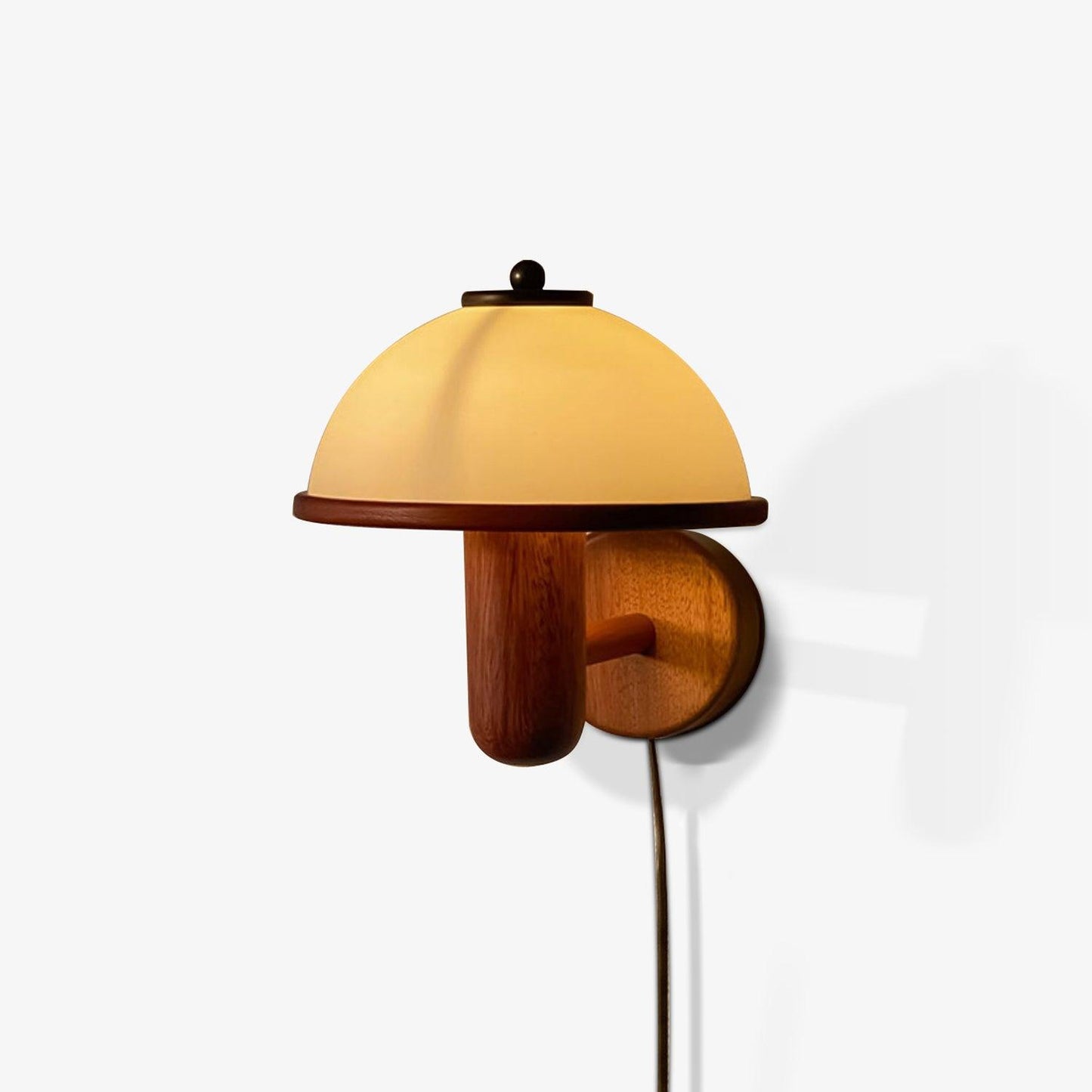 Mushroom Wood Wall Lamp with LED Shade - Indoor Lighting