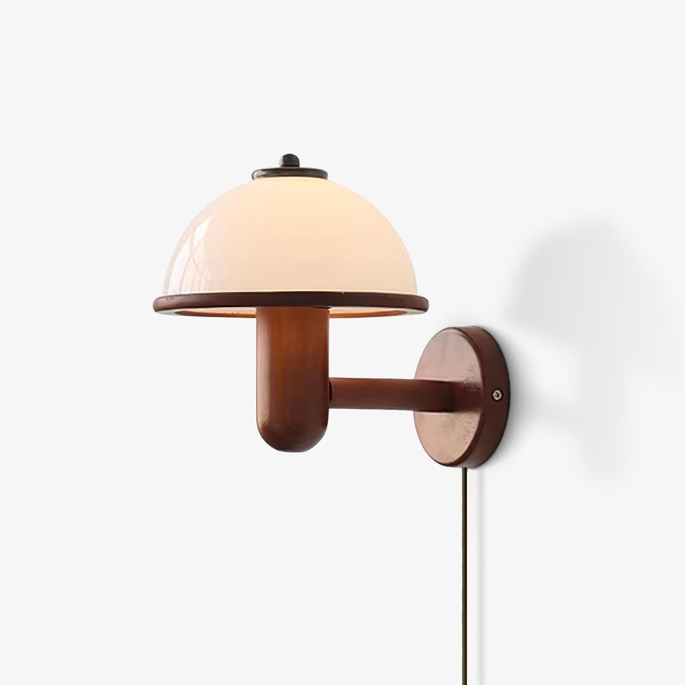 Mushroom Wood Wall Lamp with LED Shade - Indoor Lighting