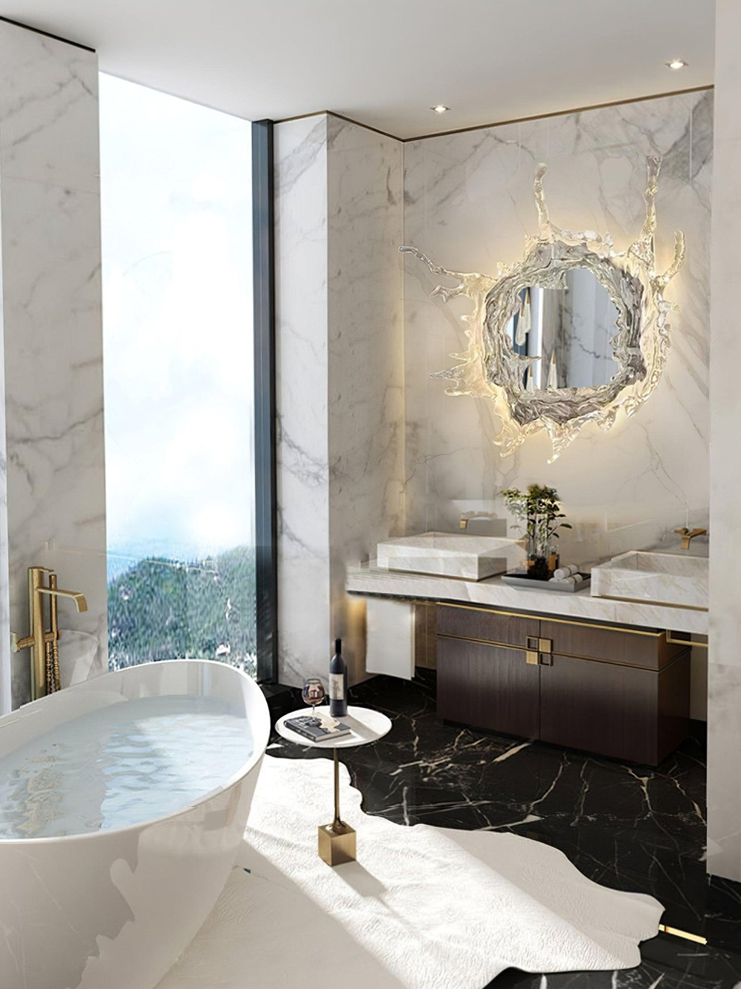 Water Drop Mirror Wall Lamp with Integrated LED Lighting