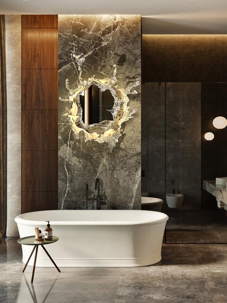 Water Drop Mirror Wall Lamp with Integrated LED Lighting