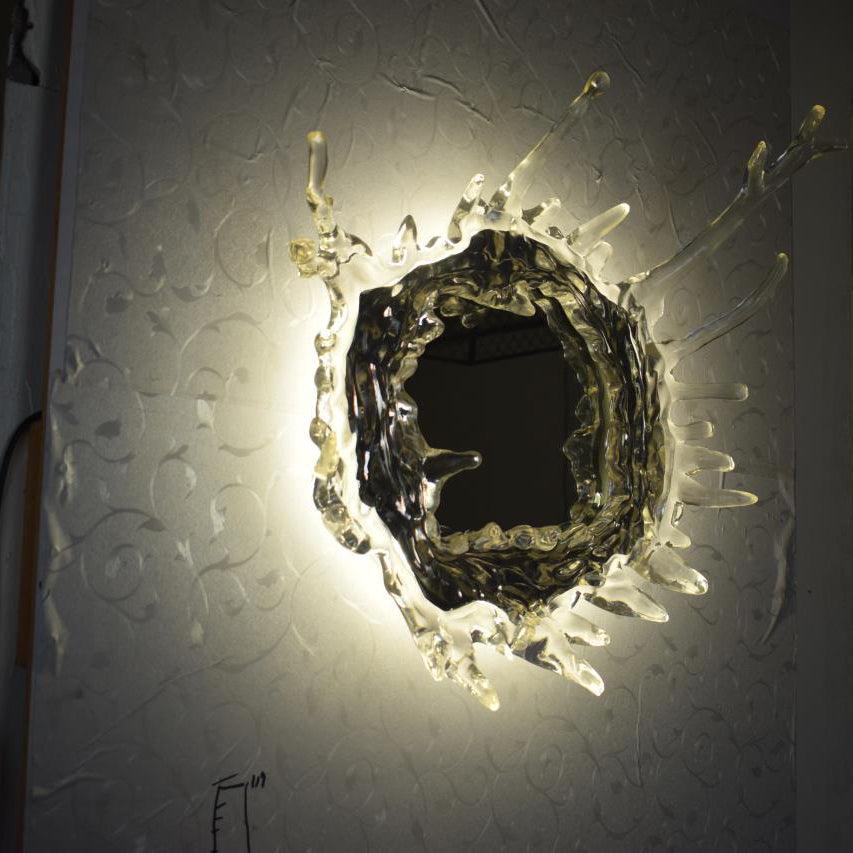 Water Drop Mirror Wall Lamp with Integrated LED Lighting