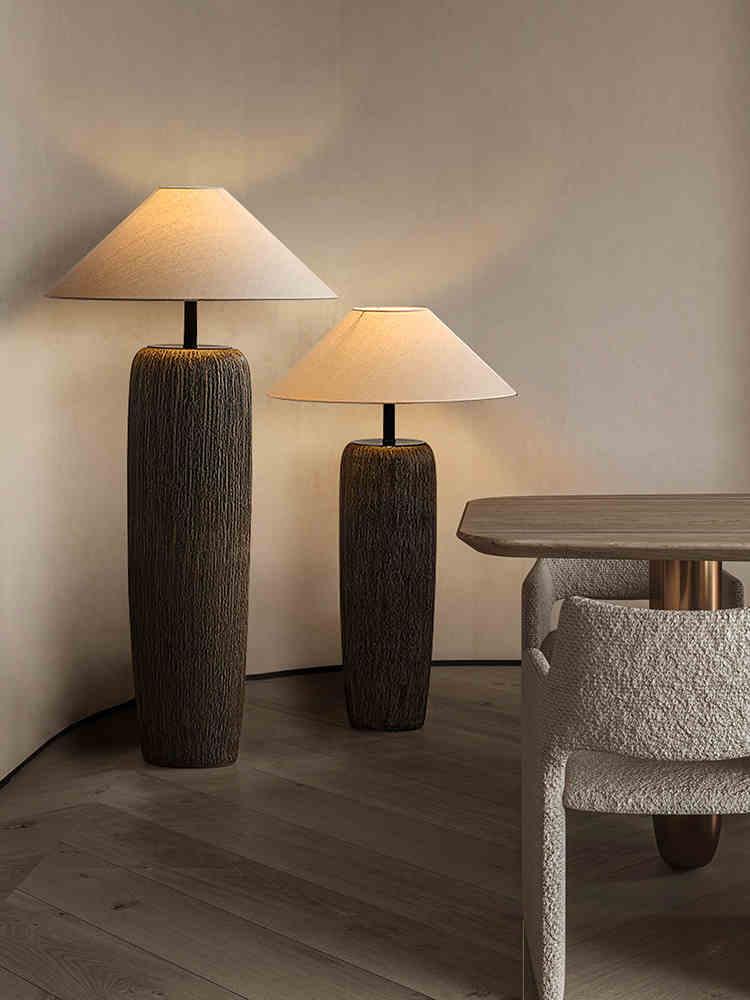 Weathered Wood Grain Floor Lamp with LED Light Fixture