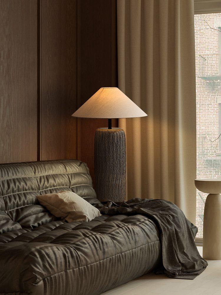 Weathered Wood Grain Floor Lamp with LED Light Fixture