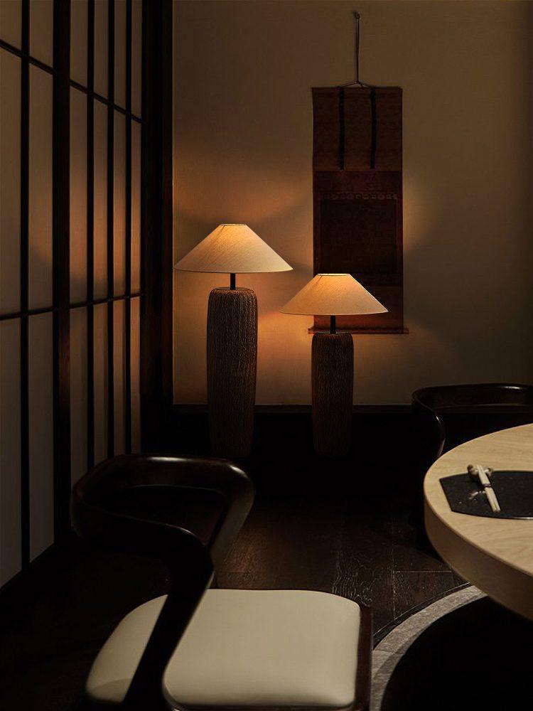 Weathered Wood Grain Floor Lamp with LED Light Fixture