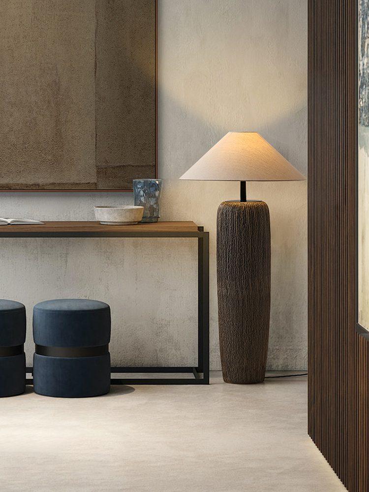 Weathered Wood Grain Floor Lamp with LED Light Fixture