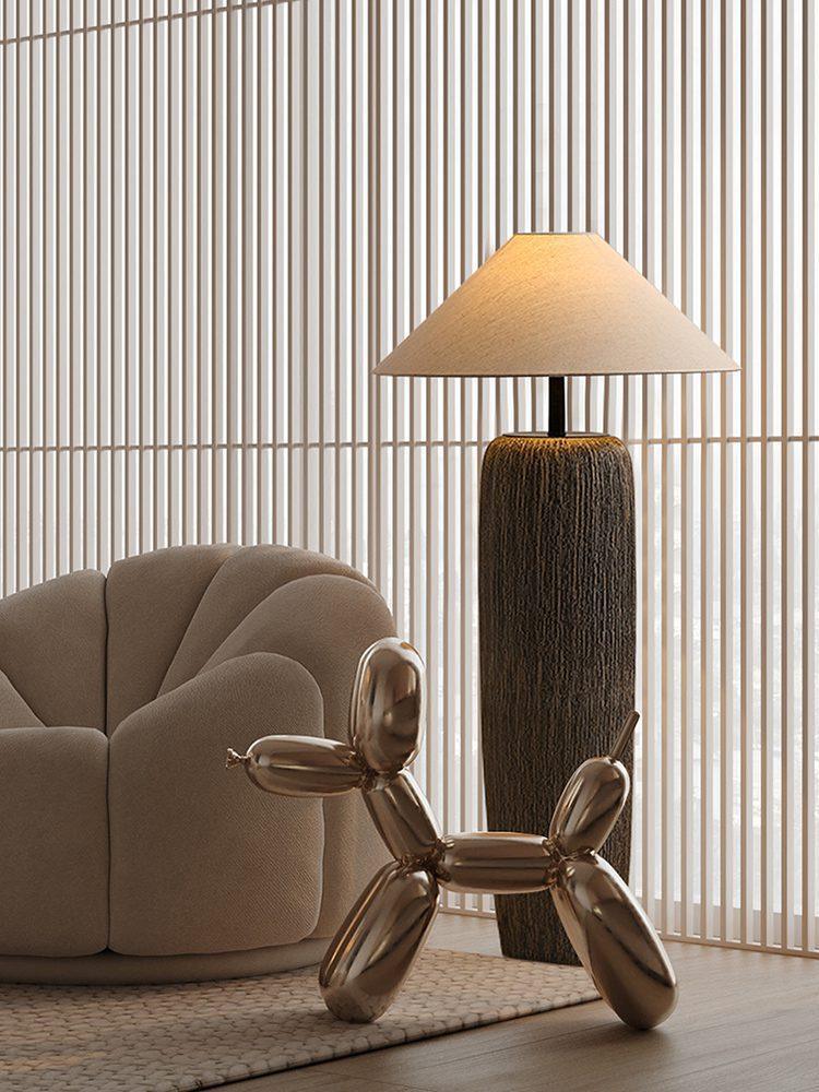 Weathered Wood Grain Floor Lamp with LED Light Fixture