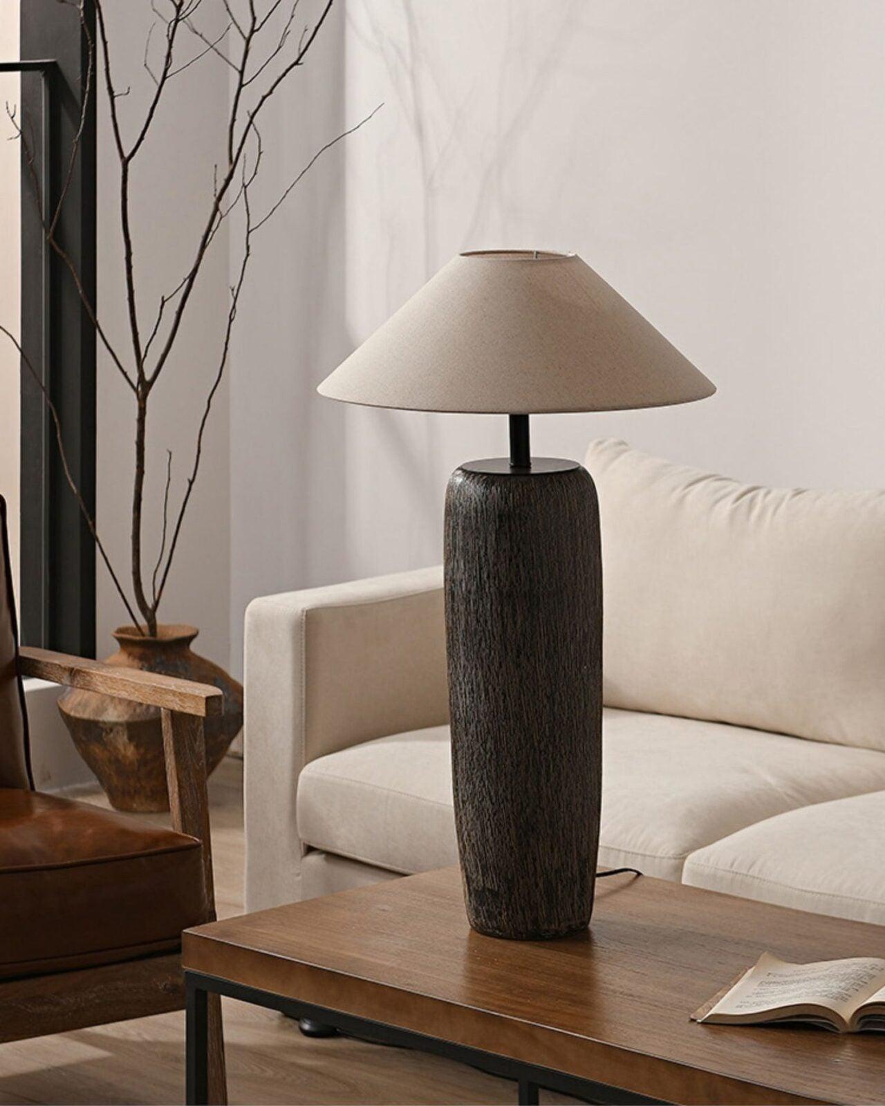 Weathered Wood Grain Floor Lamp with LED Light Fixture