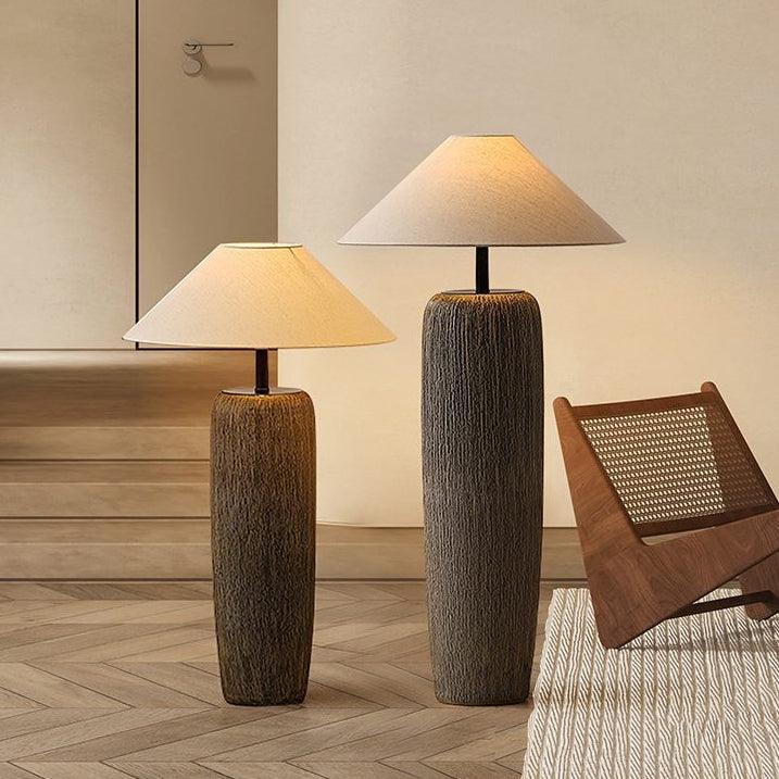 Weathered Wood Grain Floor Lamp with LED Light Fixture