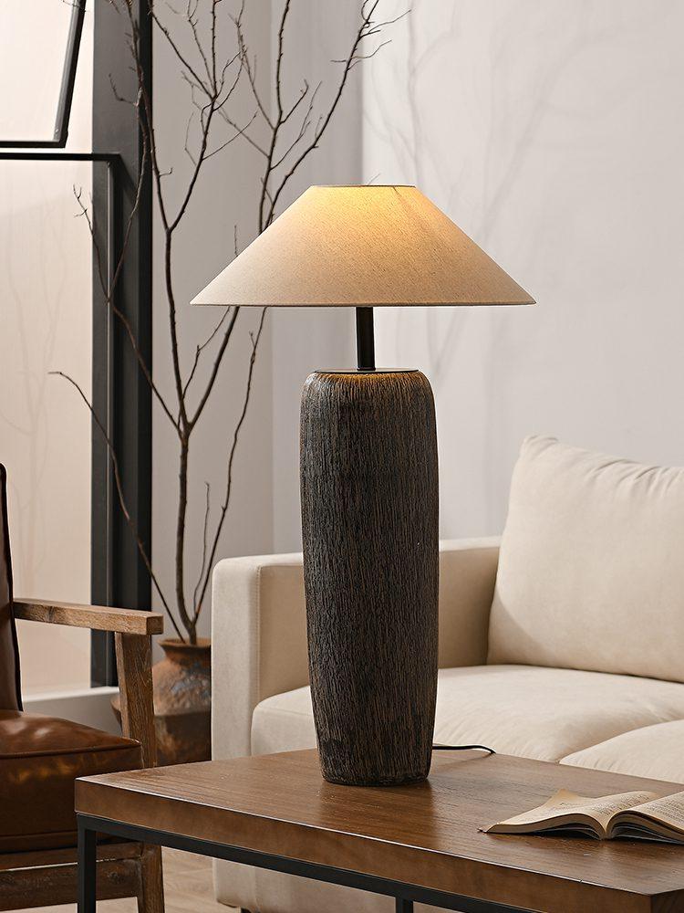Weathered Wood Grain Floor Lamp with LED Light Fixture