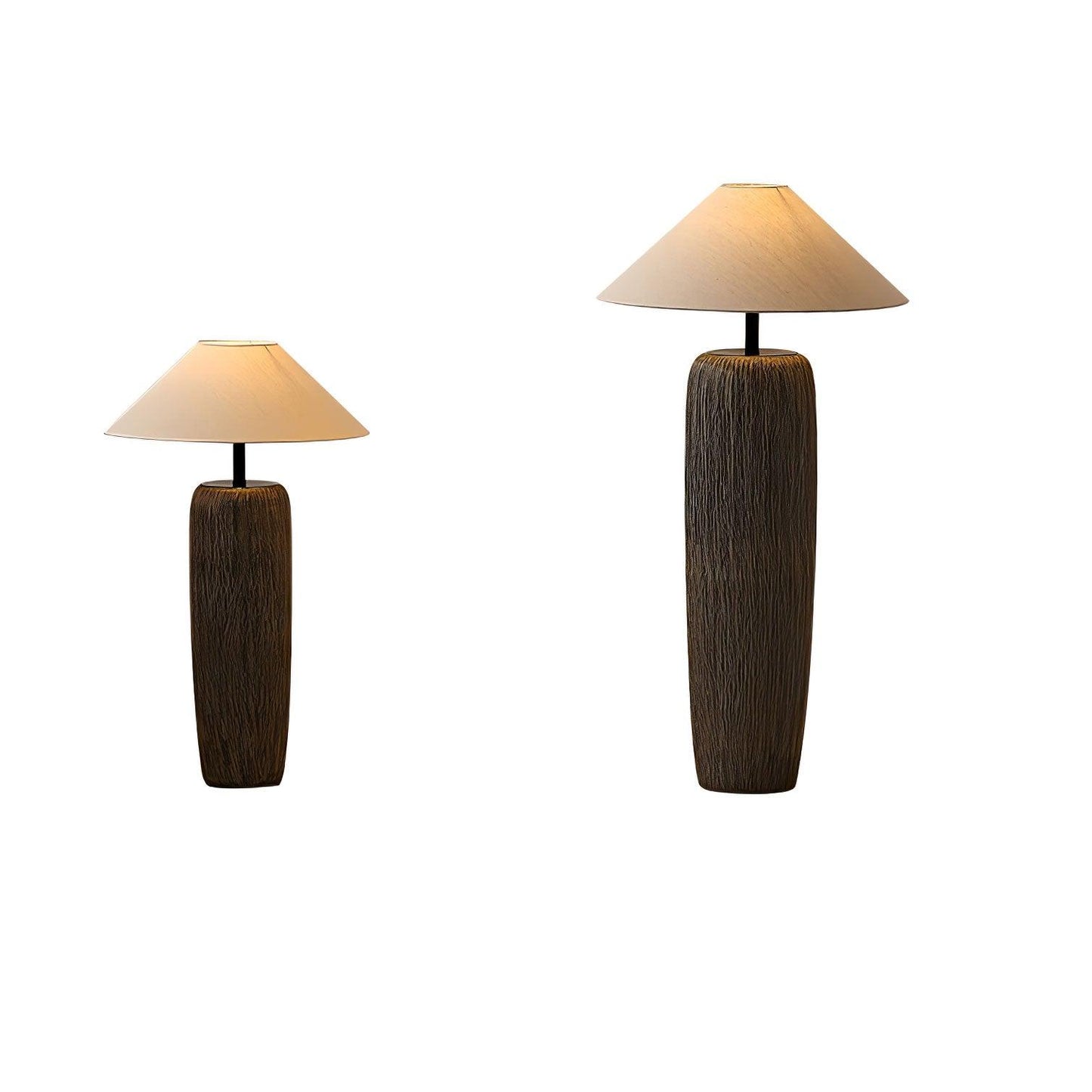Weathered Wood Grain Floor Lamp with LED Light Fixture