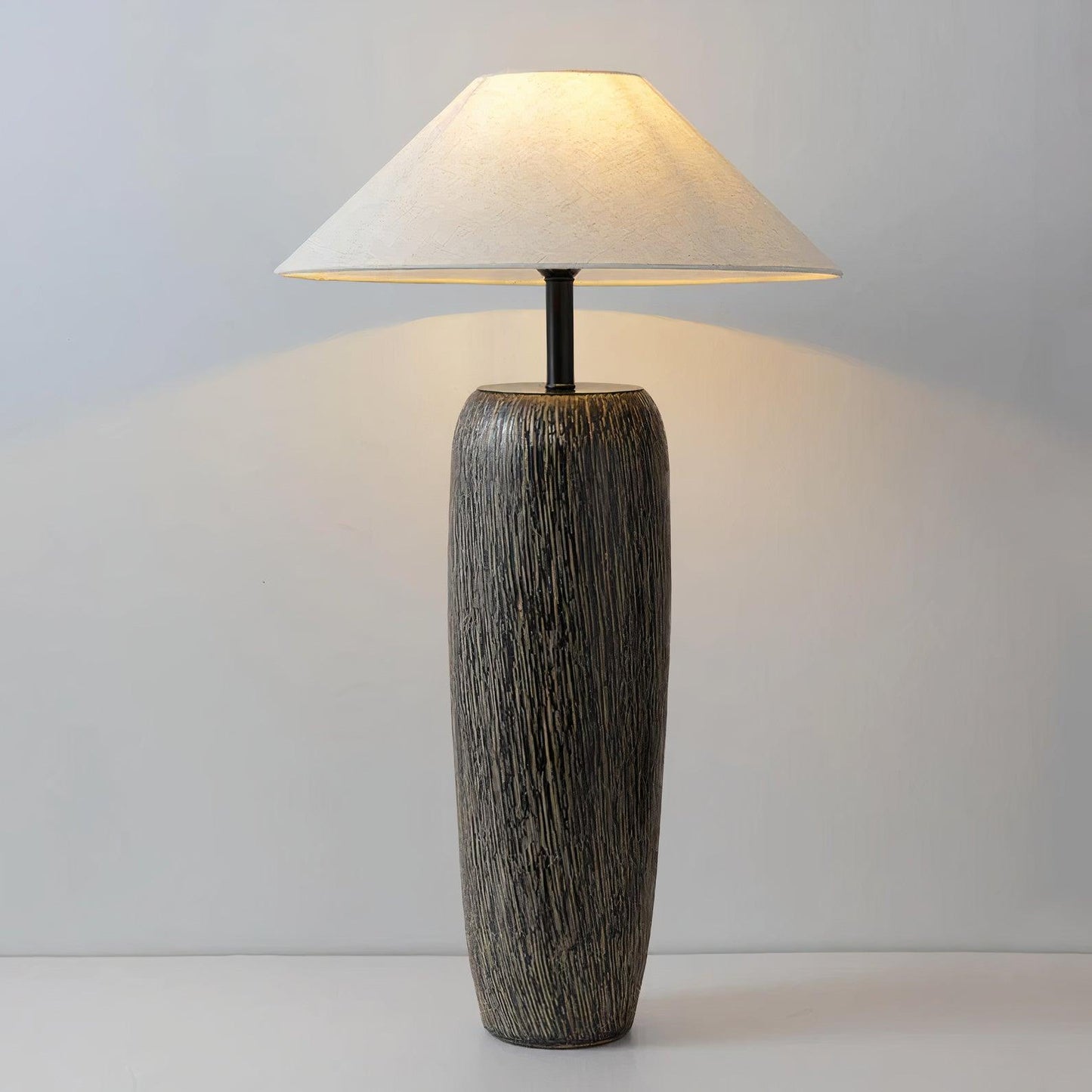 Weathered Wood Grain Floor Lamp with LED Light Fixture