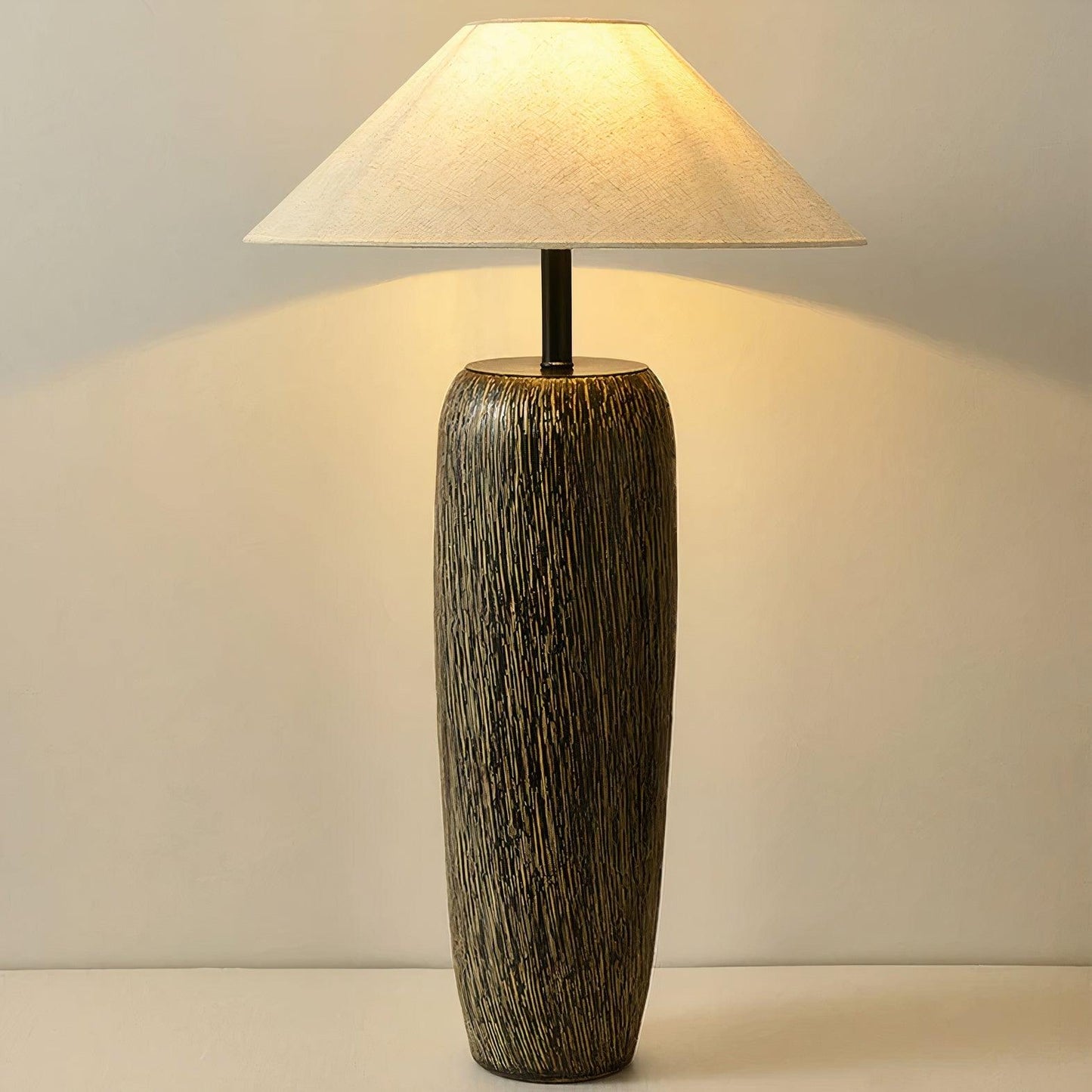 Weathered Wood Grain Floor Lamp with LED Light Fixture