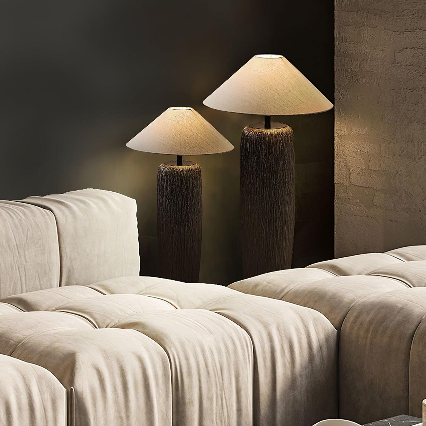Weathered Wood Grain Floor Lamp with LED Light Fixture