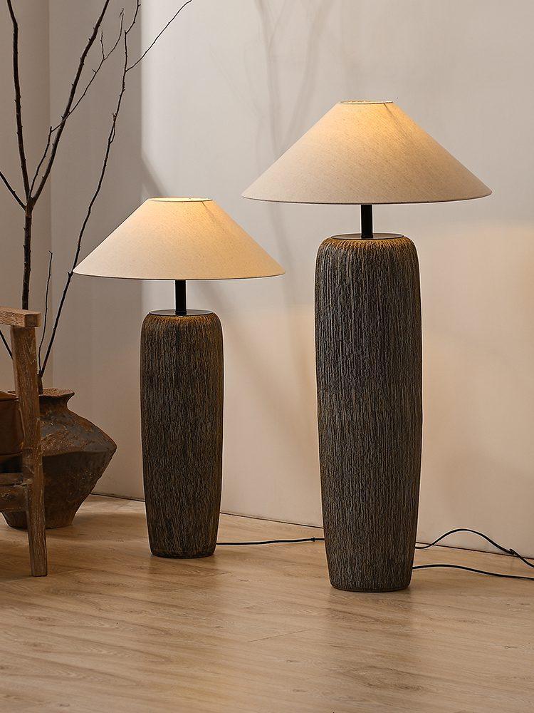 Weathered Wood Grain Floor Lamp with LED Light Fixture