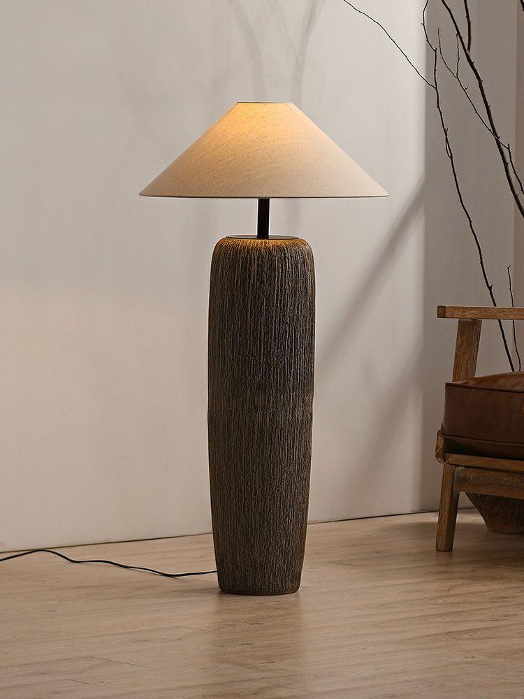 Weathered Wood Grain Floor Lamp with LED Light Fixture