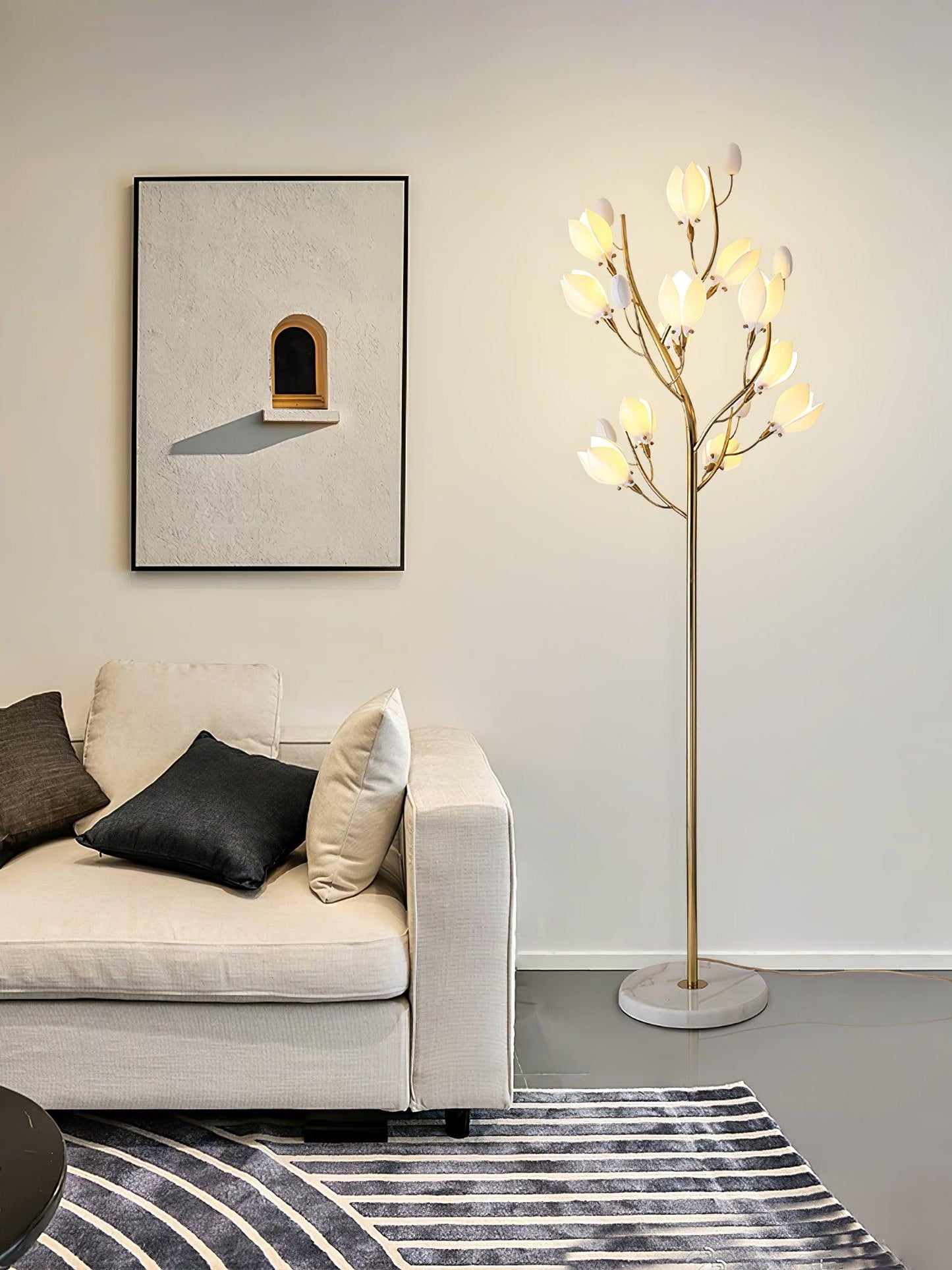 Porcelain Magnolia Floor Lamp - Ceramic LED Light, 175cm
