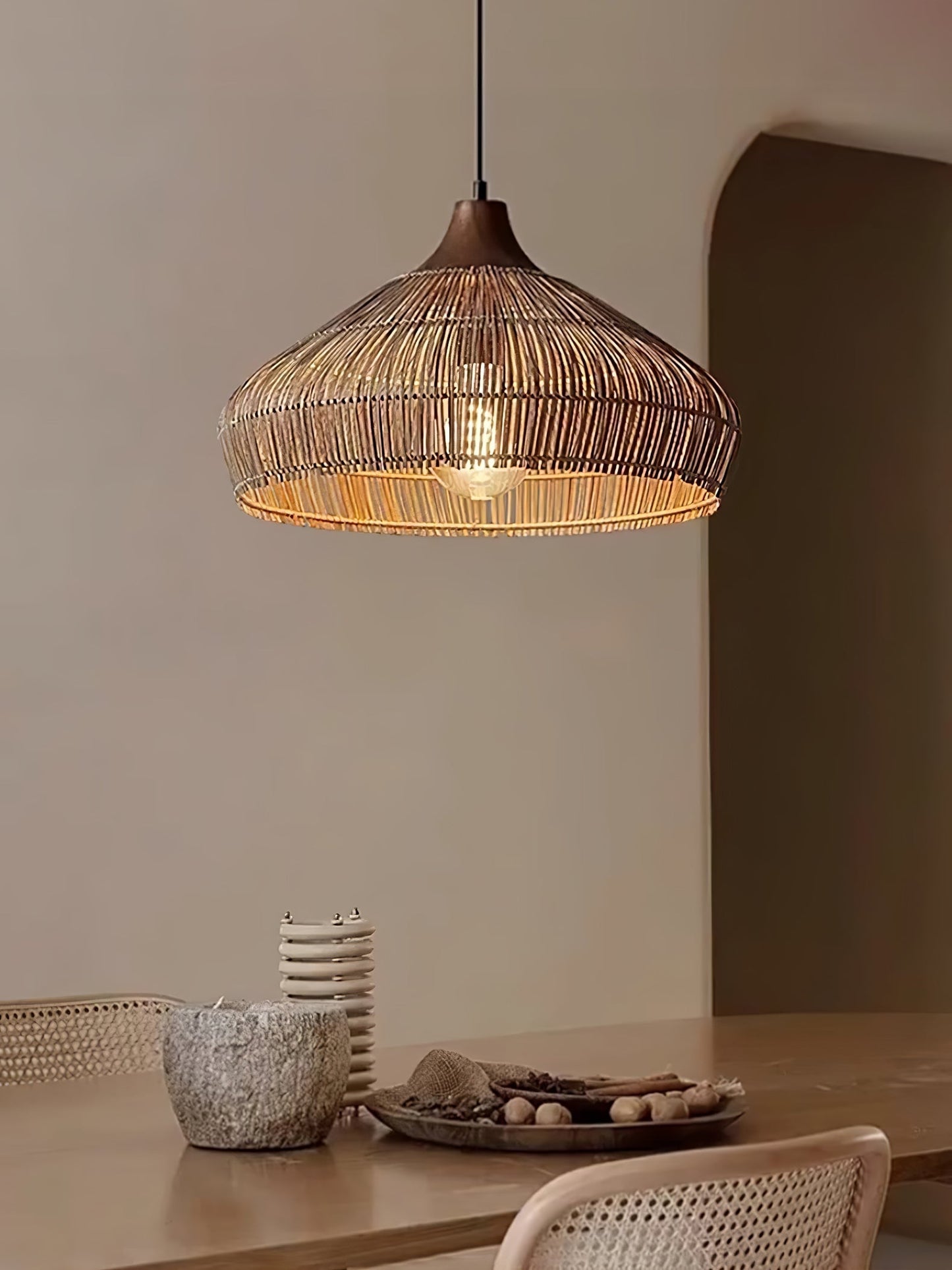 Wicker Rattan Luxury Pendant Light - Modern LED Ceiling Fixture