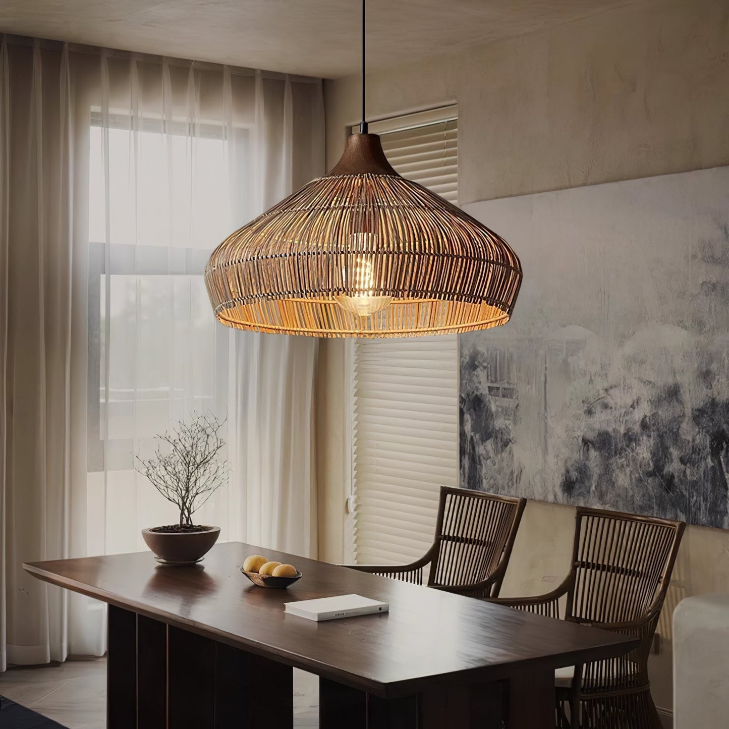 Wicker Rattan Luxury Pendant Light - Modern LED Ceiling Fixture