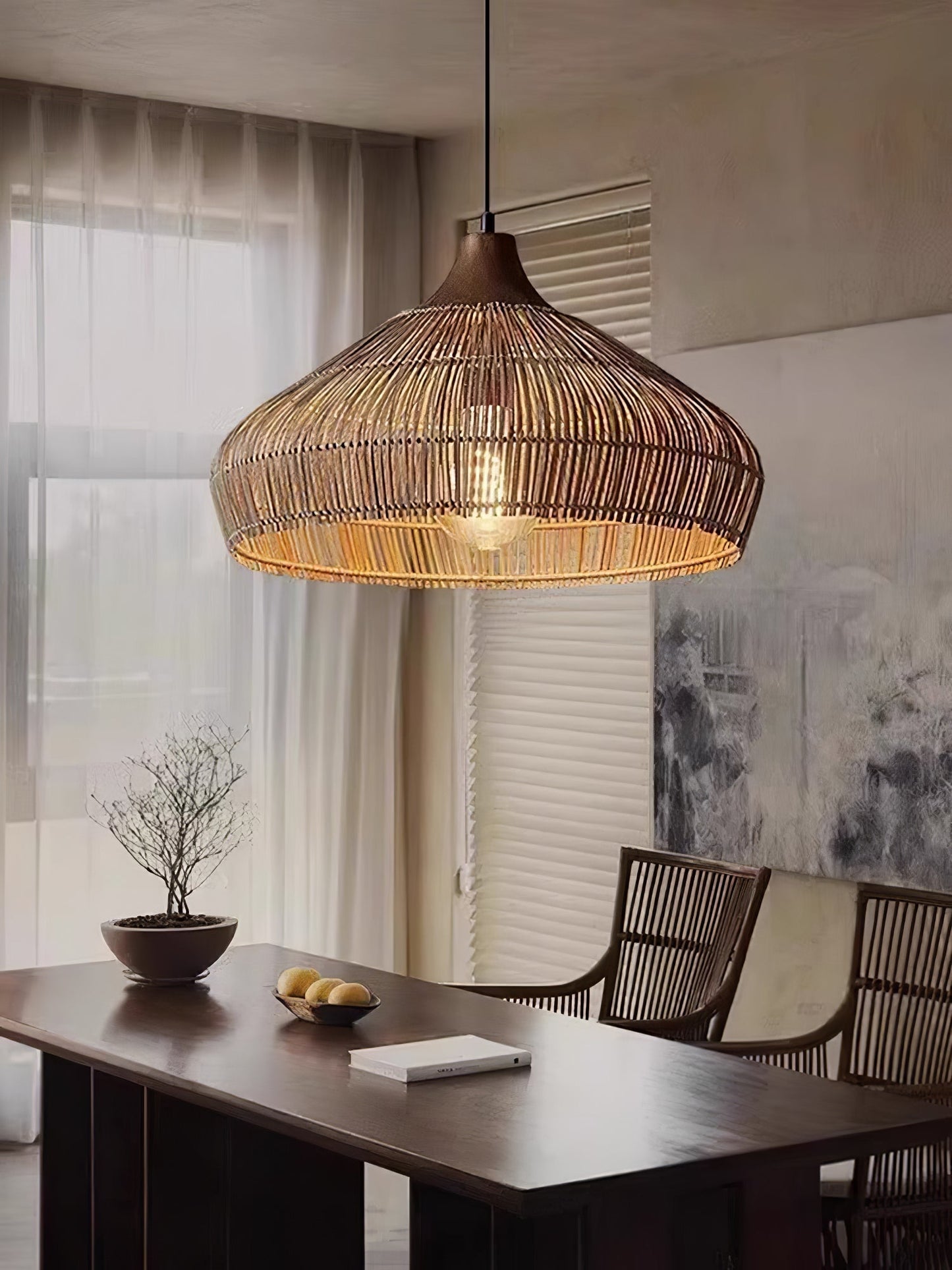 Wicker Rattan Luxury Pendant Light - Modern LED Ceiling Fixture