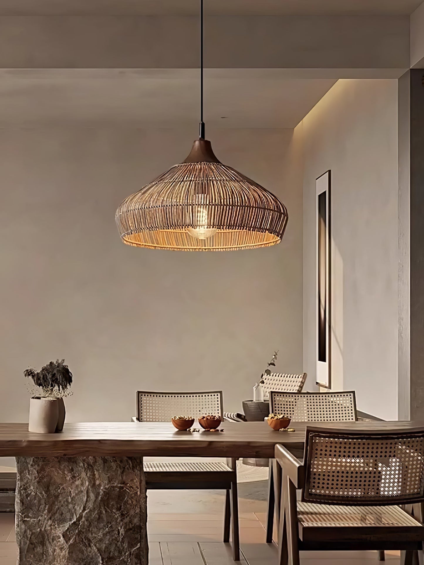 Wicker Rattan Luxury Pendant Light - Modern LED Ceiling Fixture