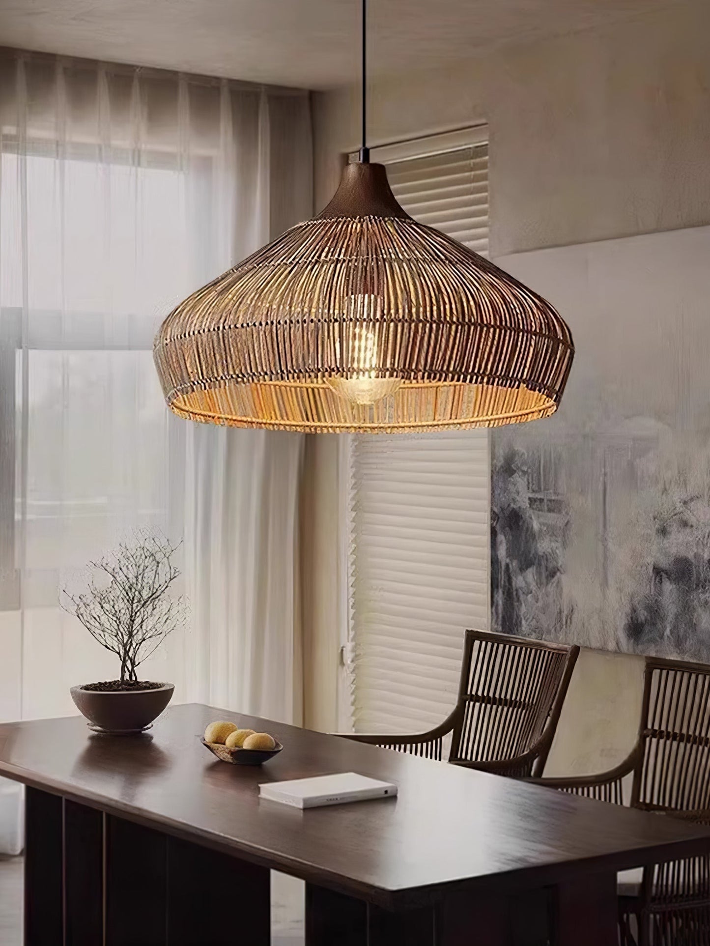 Wicker Rattan Luxury Pendant Light - Modern LED Ceiling Fixture