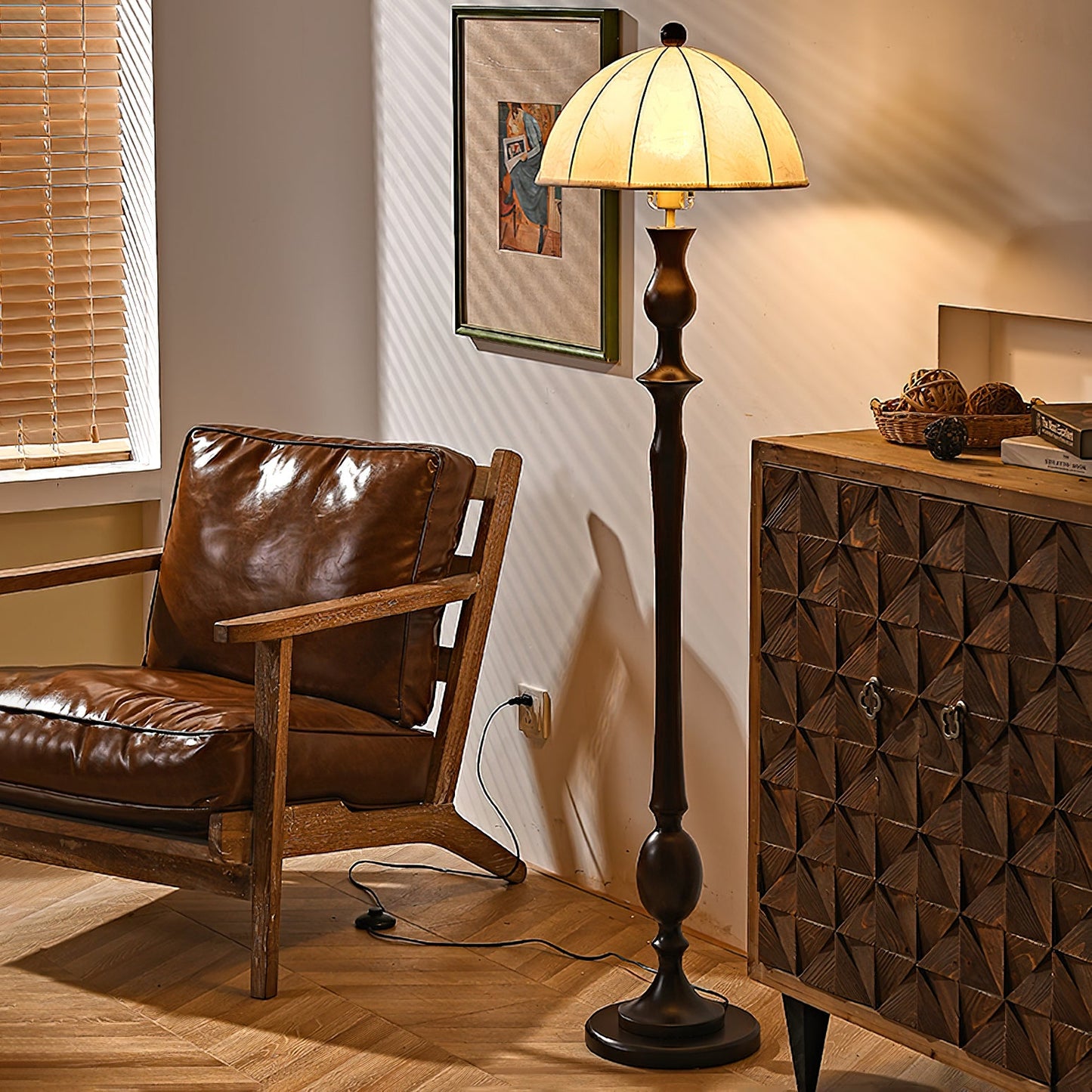 Windsor Vintage Floor Lamp with LED Shade - Classic Design