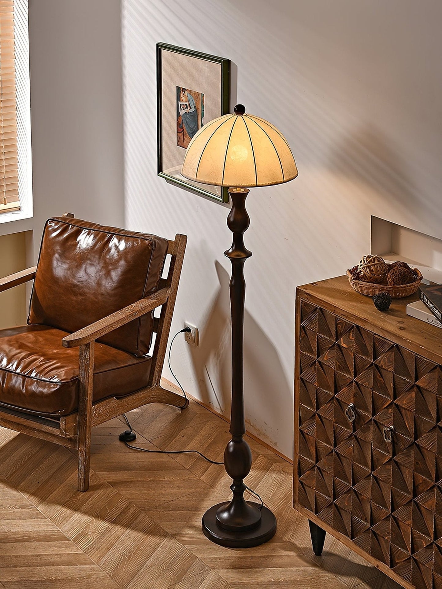 Windsor Vintage Floor Lamp with LED Shade - Classic Design