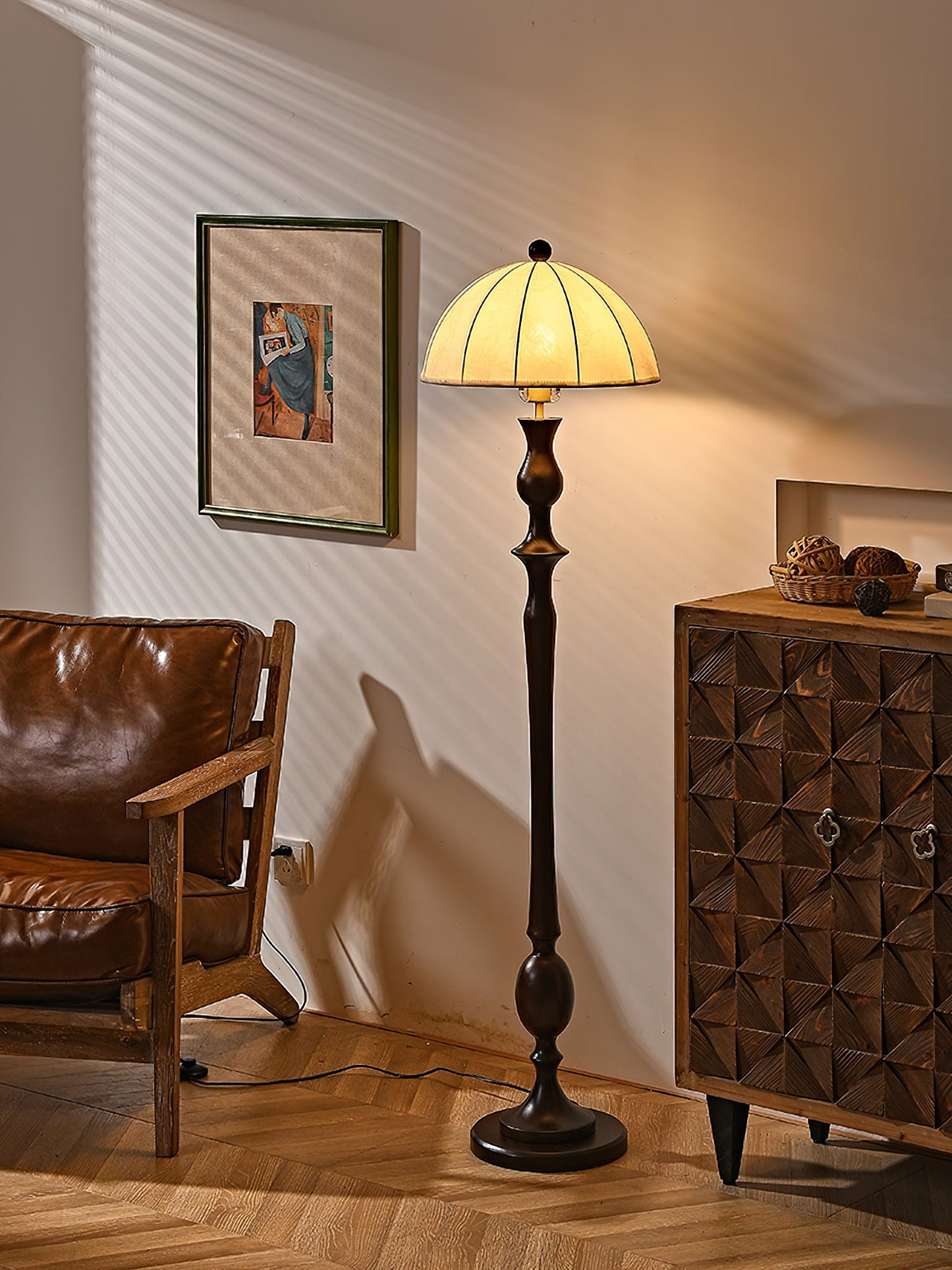 Windsor Vintage Floor Lamp with LED Shade - Classic Design