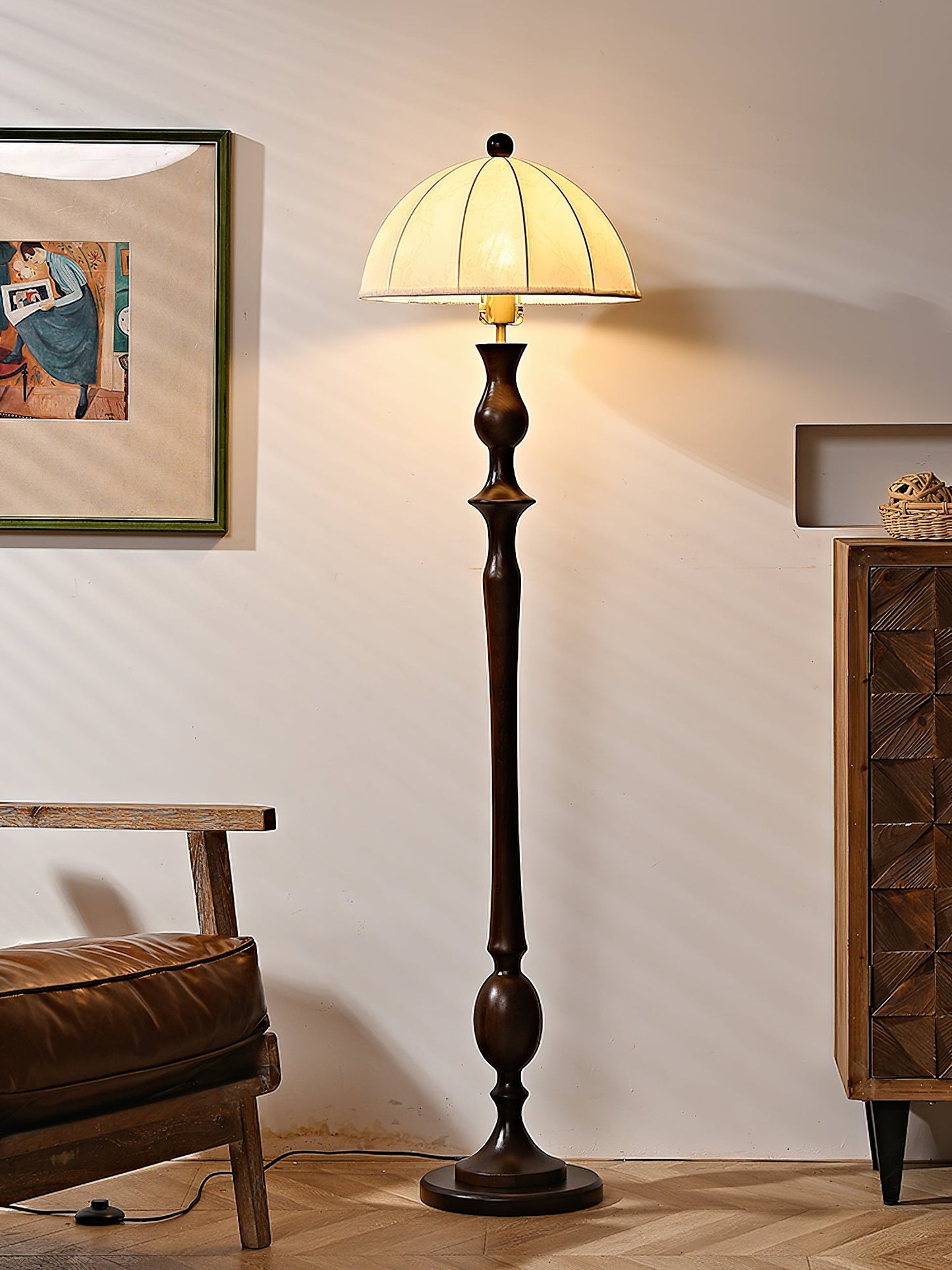 Windsor Vintage Floor Lamp with LED Shade - Classic Design