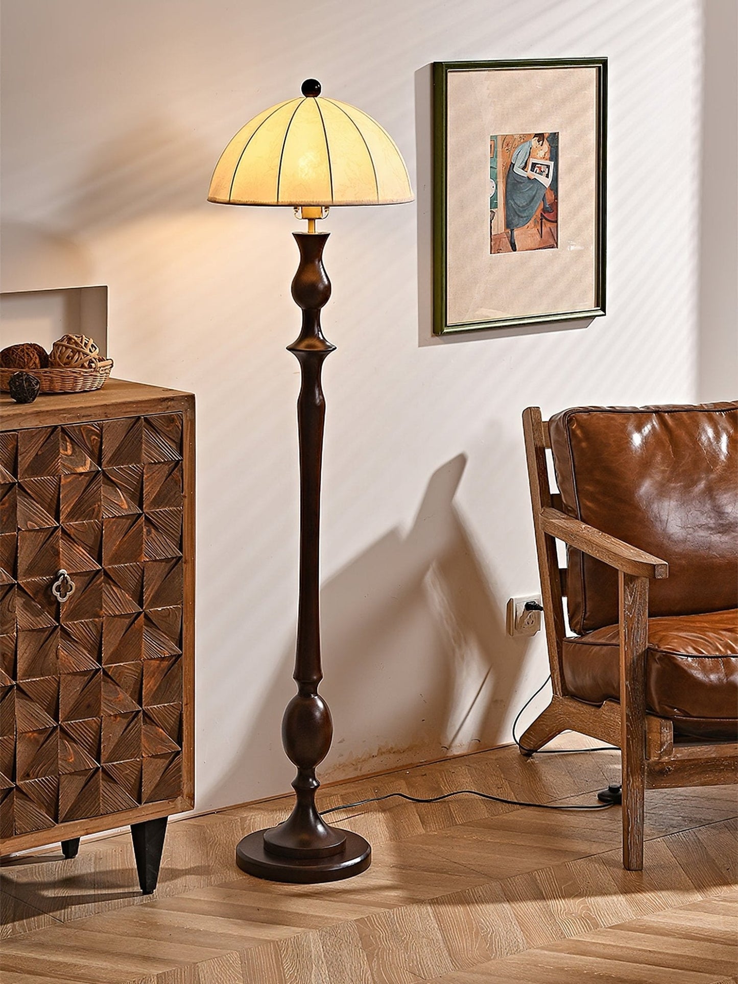 Windsor Vintage Floor Lamp with LED Shade - Classic Design