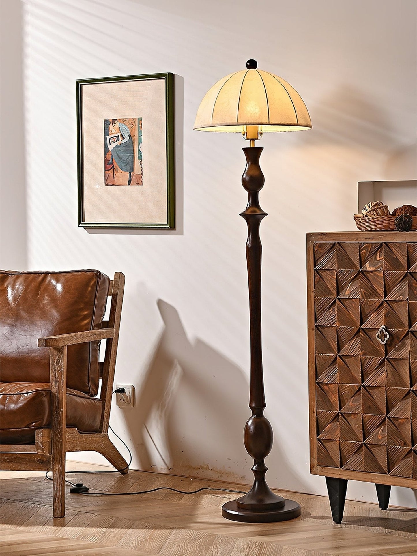 Windsor Vintage Floor Lamp with LED Shade - Classic Design