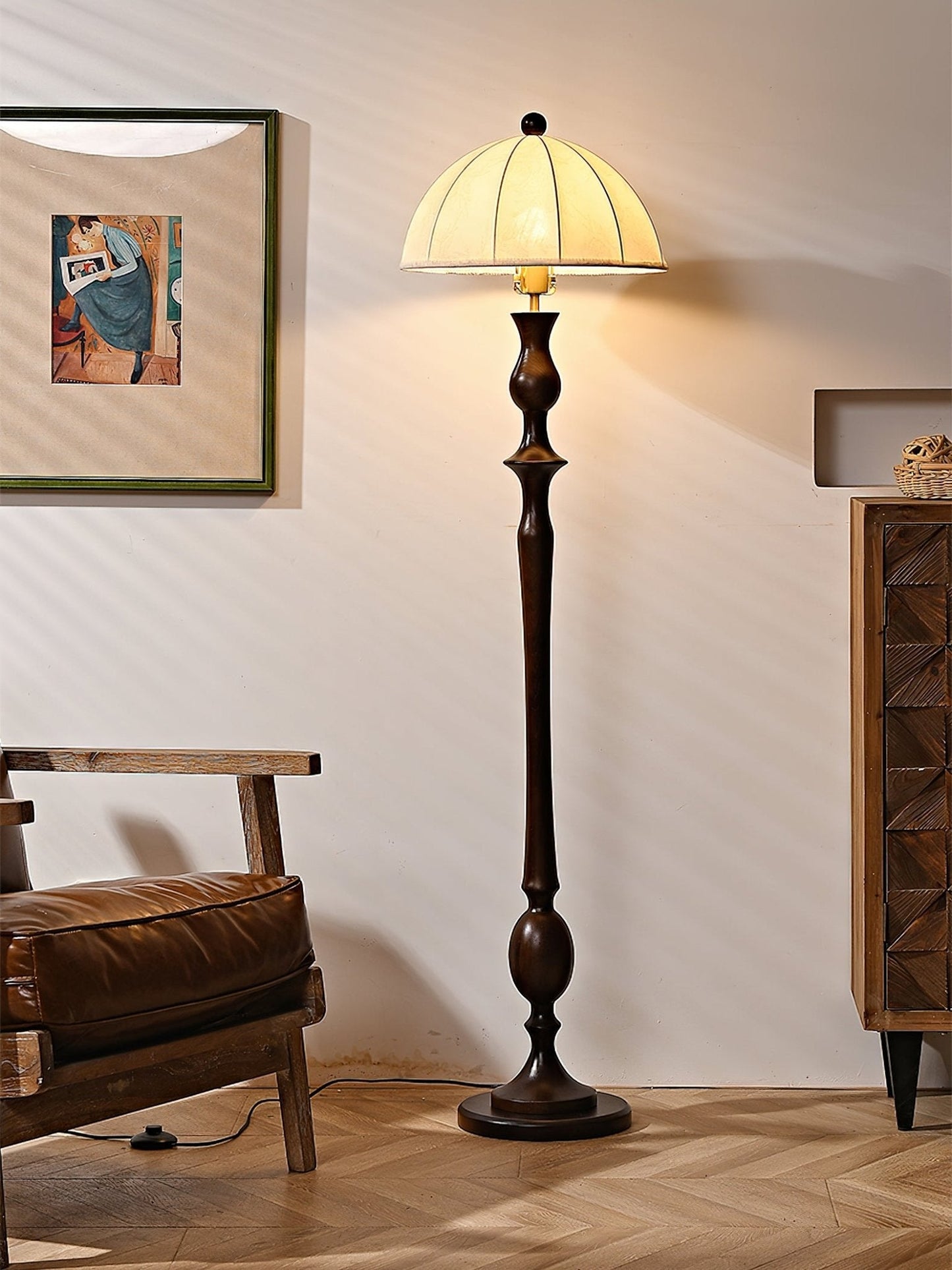 Windsor Vintage Floor Lamp with LED Shade - Classic Design