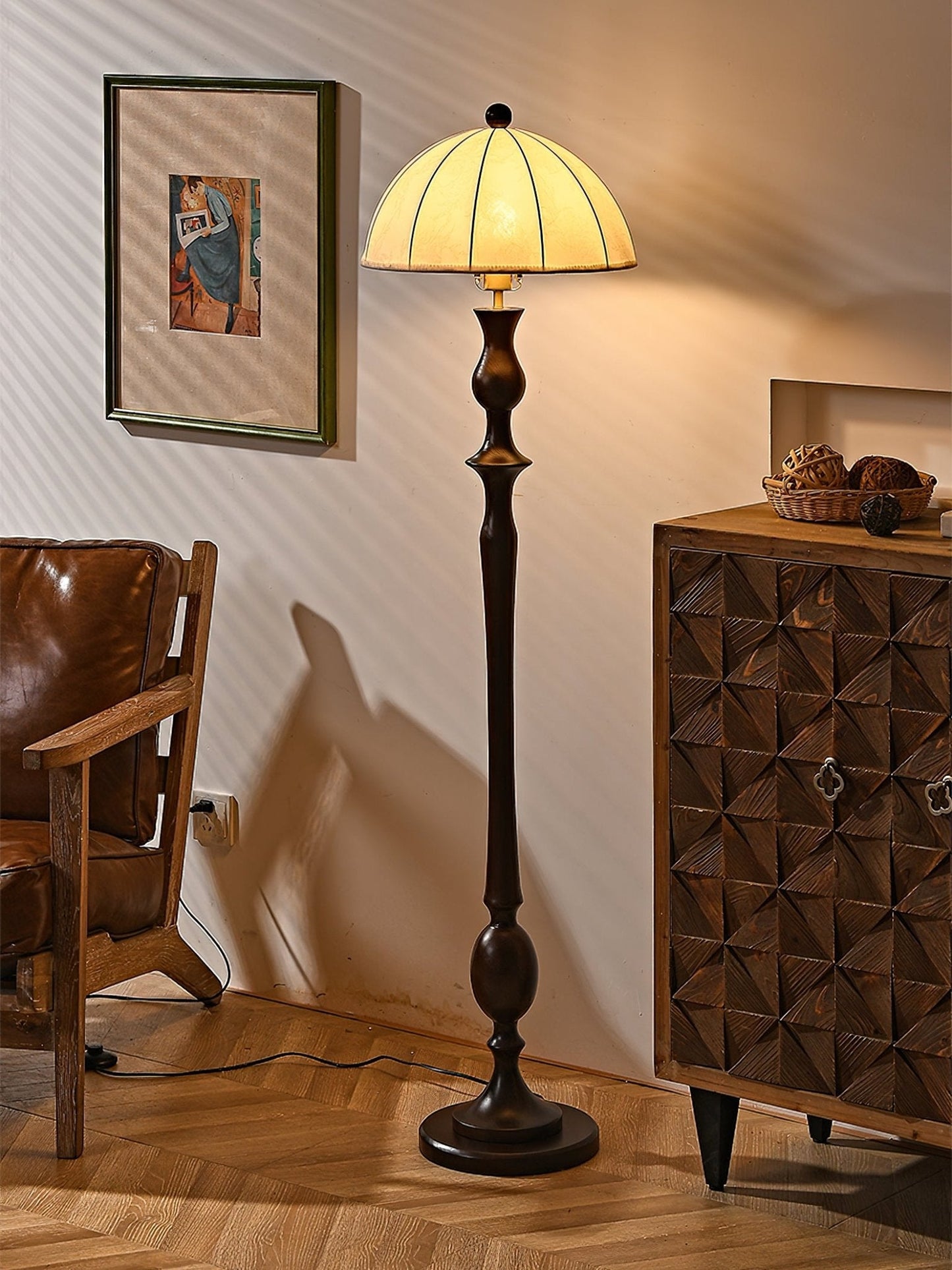 Windsor Vintage Floor Lamp with LED Shade - Classic Design