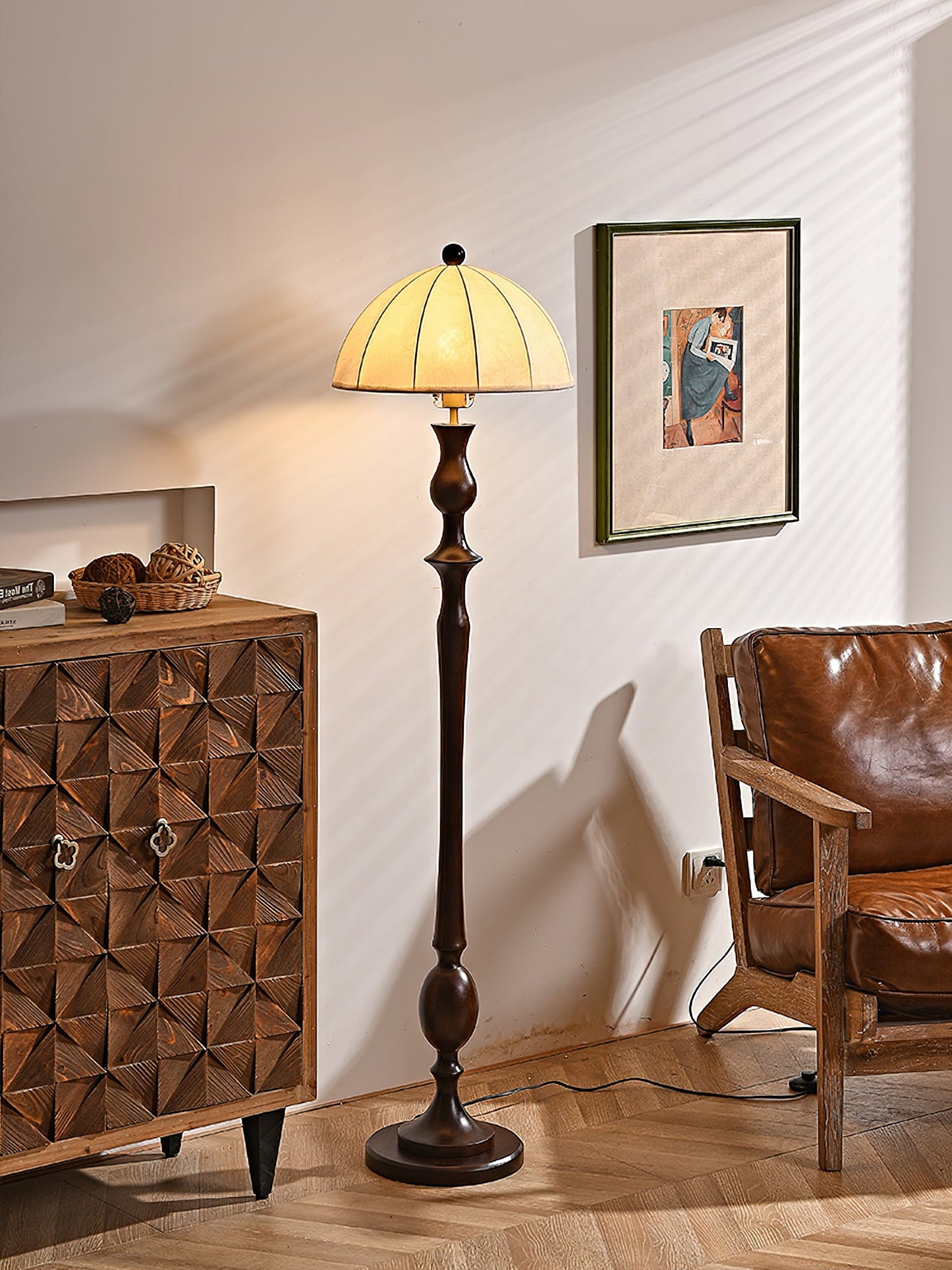 Windsor Vintage Floor Lamp with LED Shade - Classic Design