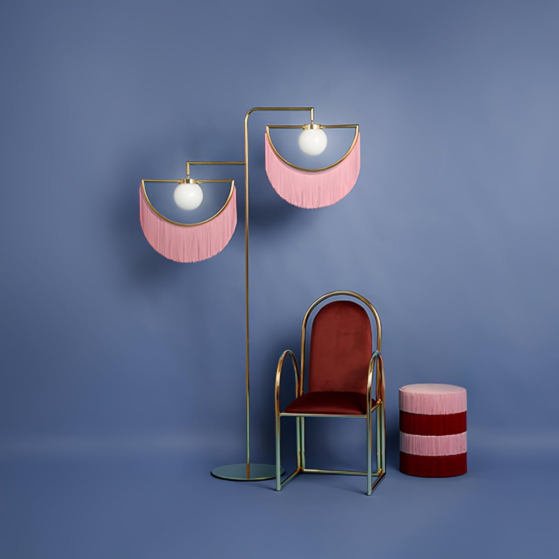 Wink Floor Lamp with Colorful Fringes and LED Light