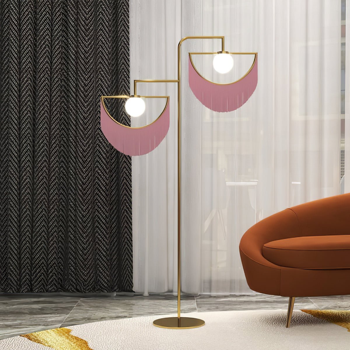 Wink Floor Lamp with Colorful Fringes and LED Light