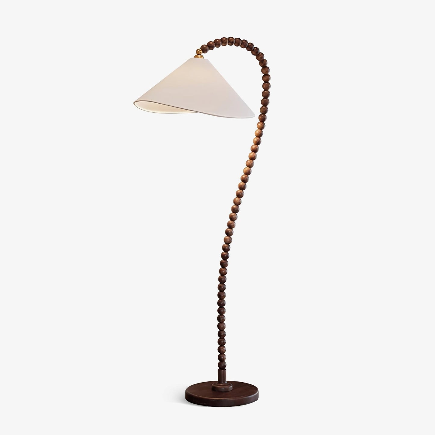 Wooden Bead Floor Lamp with LED Shade for Indoor Use