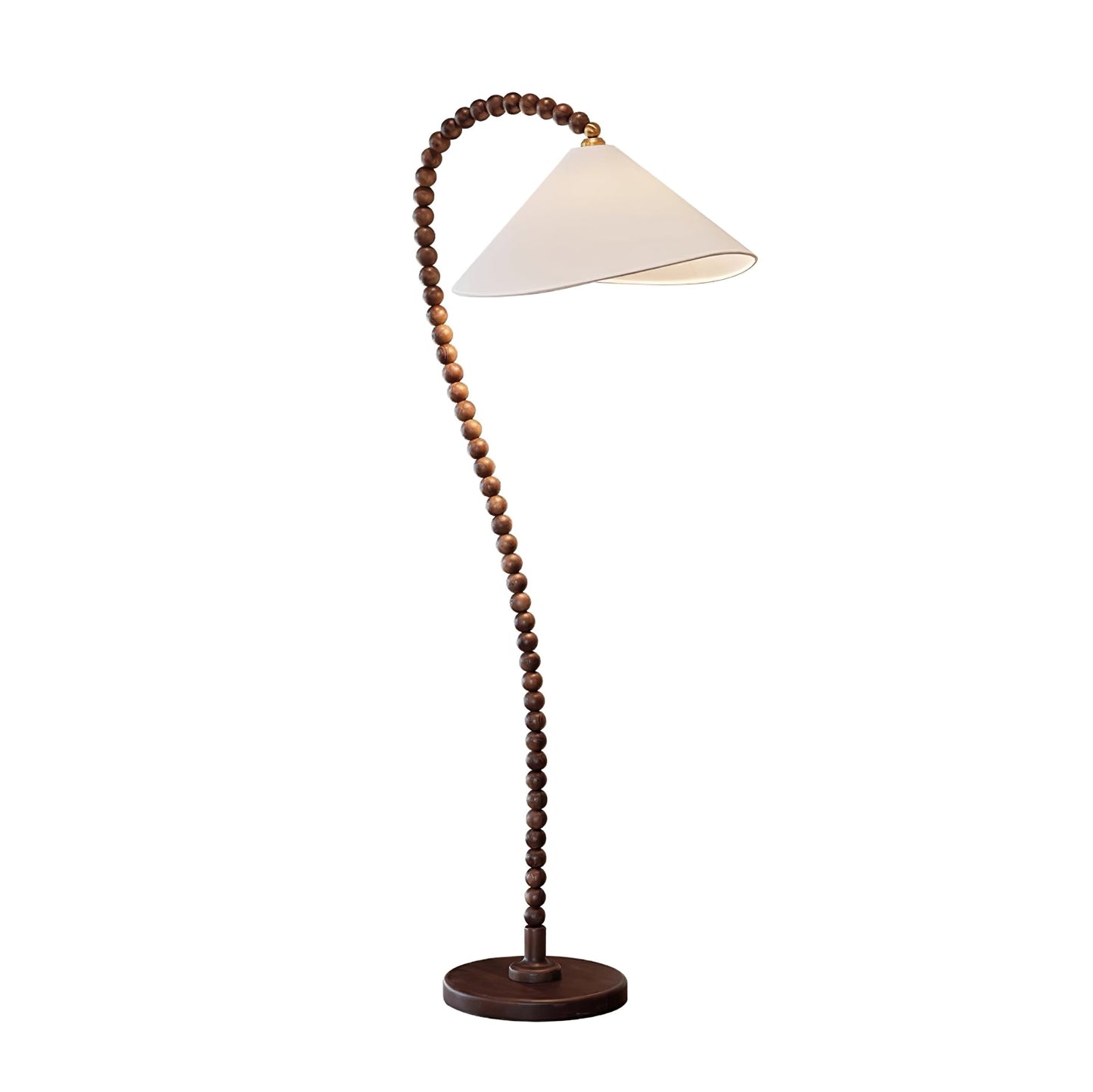 Wooden Bead Floor Lamp with LED Shade for Indoor Use